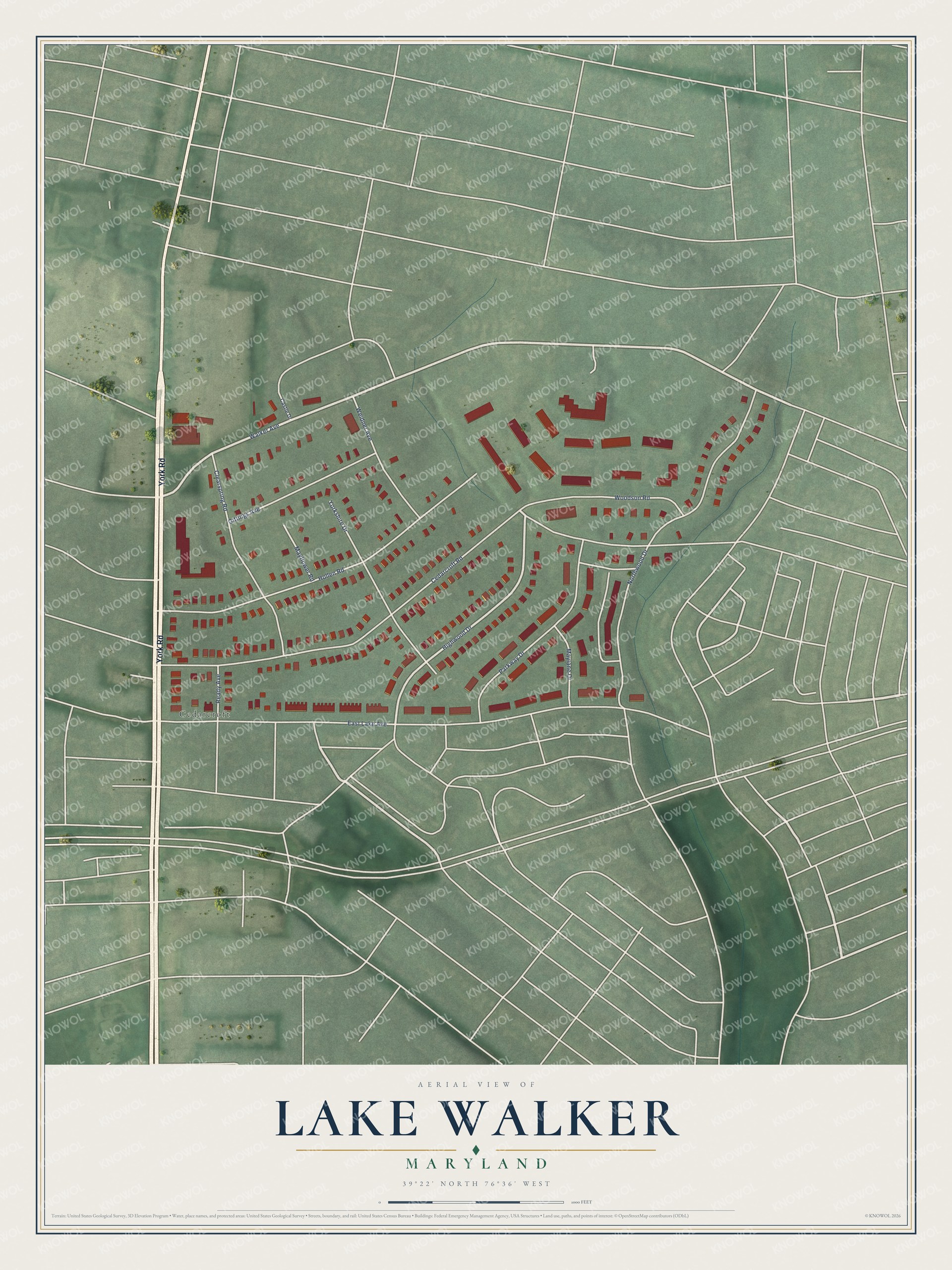 Watermarked full-map preview of Lake Walker, Maryland