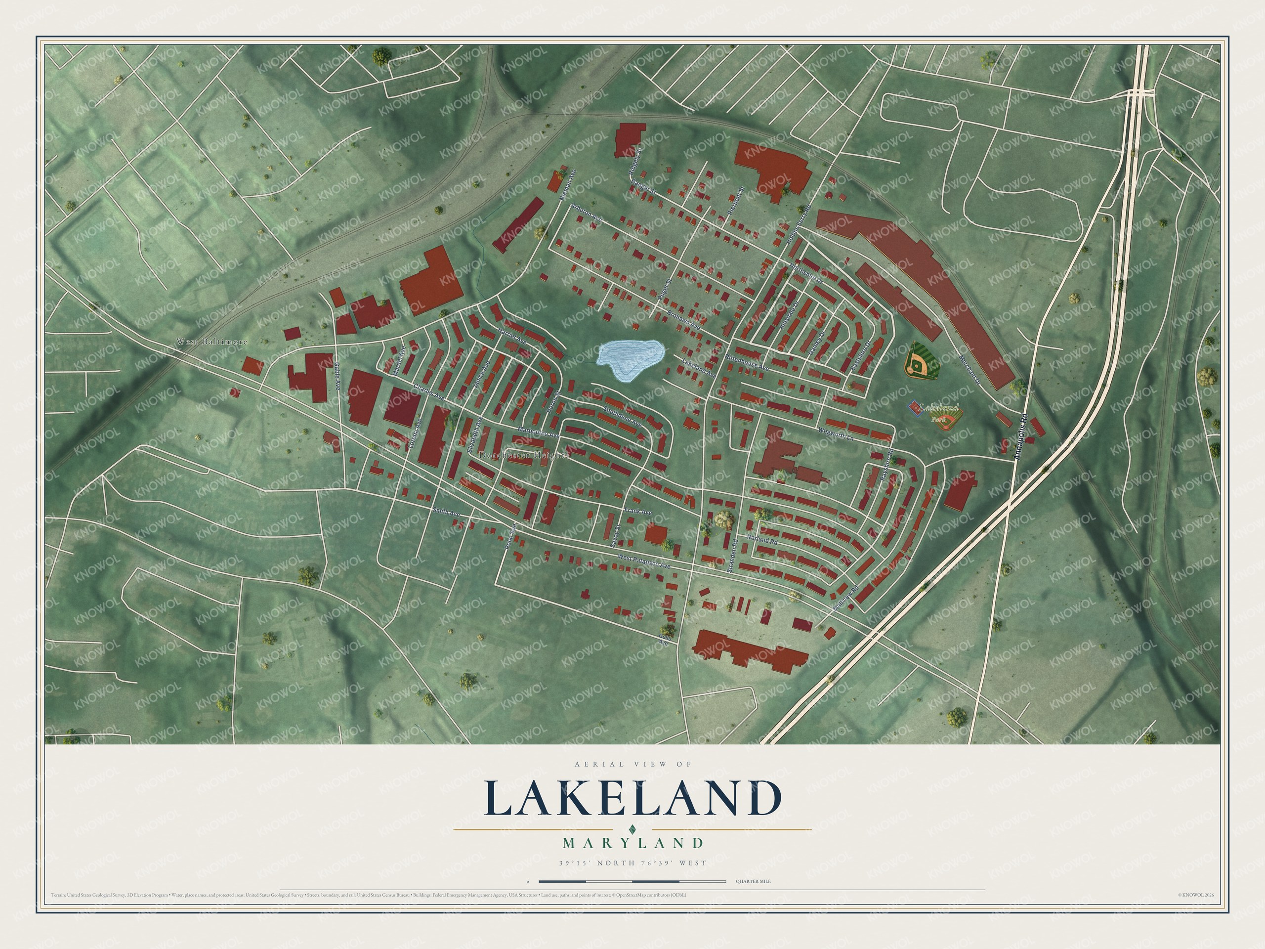 Watermarked full-map preview of Lakeland, Maryland