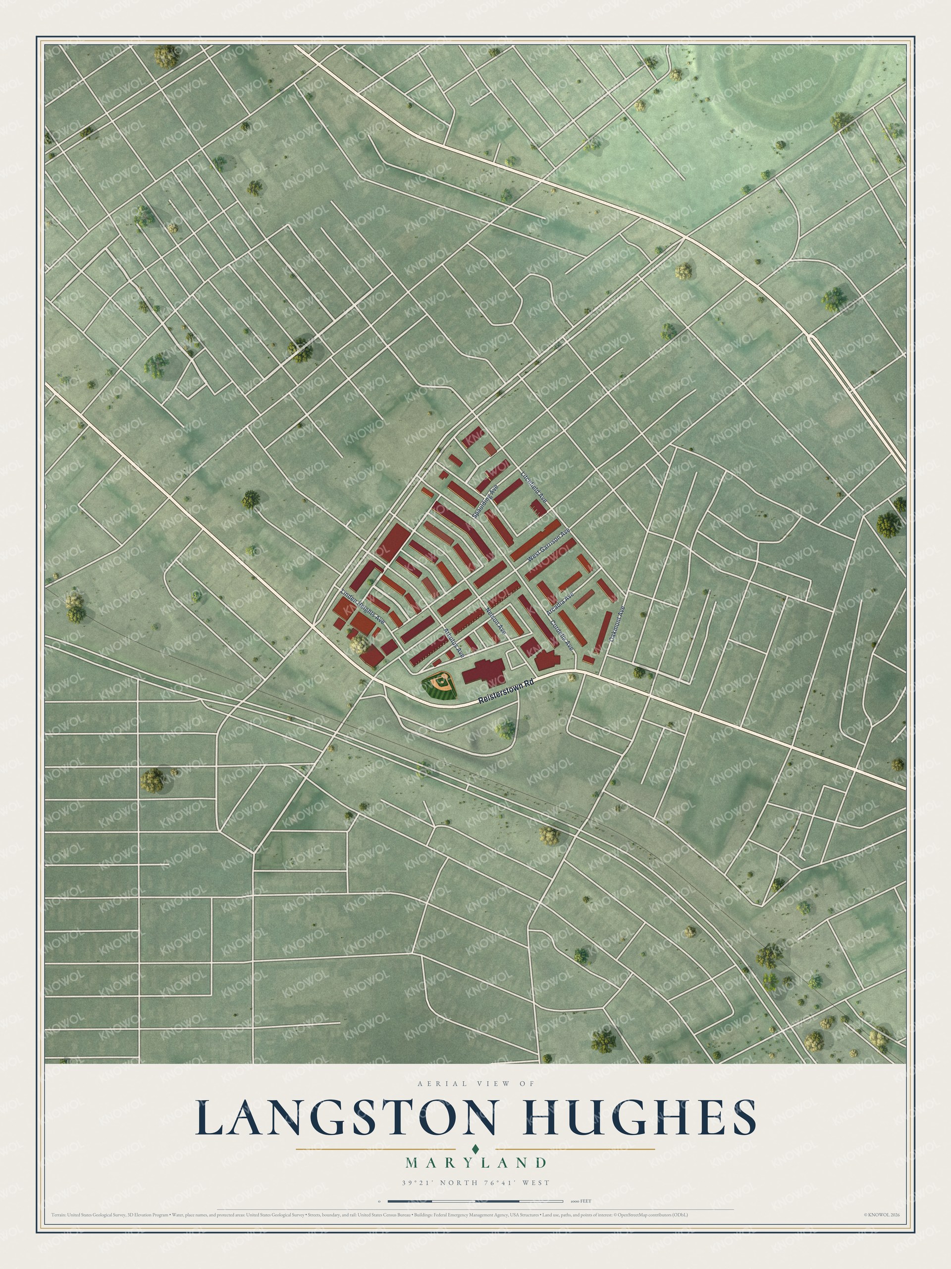 Watermarked full-map preview of Langston Hughes, Maryland