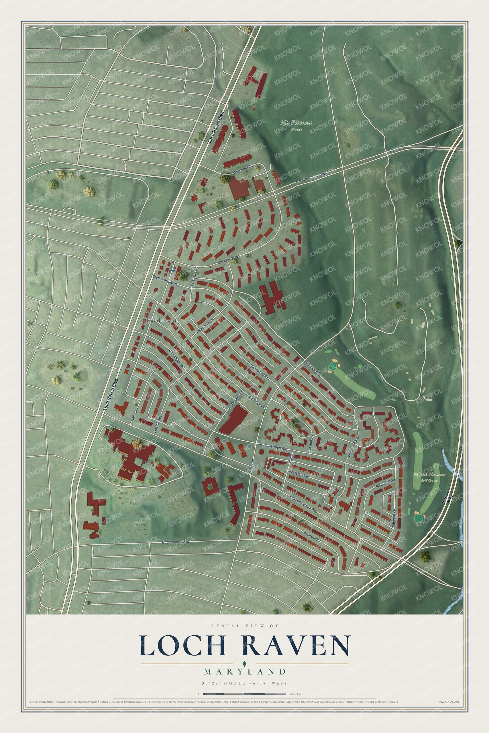 Watermarked full-map preview of Loch Raven, Maryland