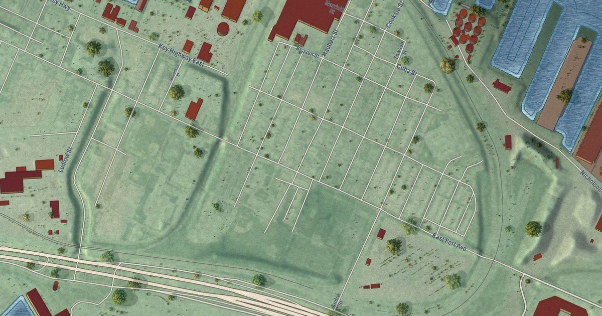 Map of Locust Point Industrial Area, Baltimore, Maryland in 2026
