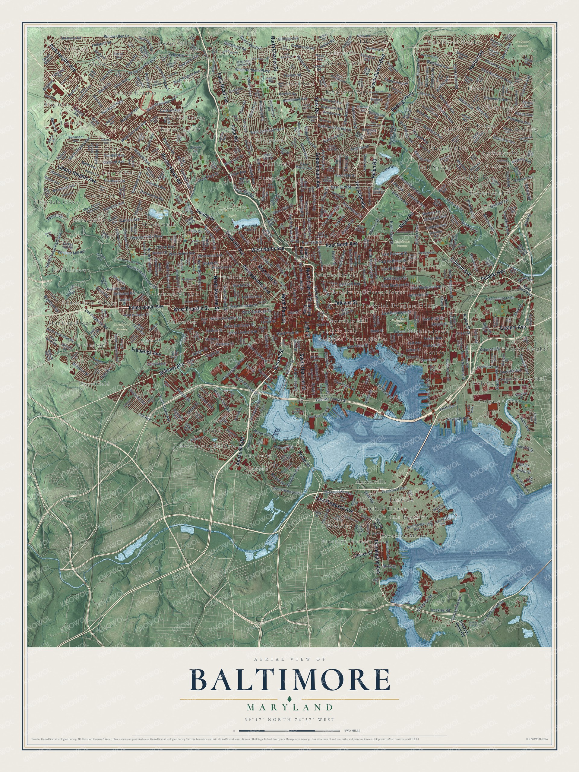 Watermarked full-map preview of Baltimore, Maryland