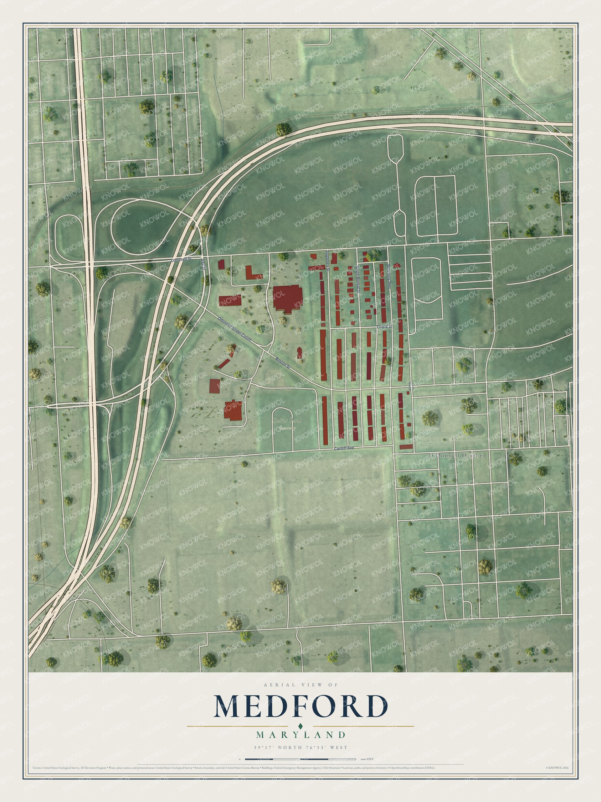 Watermarked full-map preview of Medford, Maryland