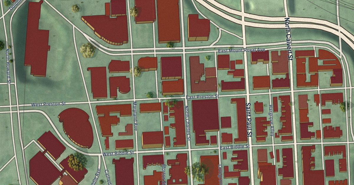 Map of Mid-Town Belvedere, Baltimore, Maryland in 2026