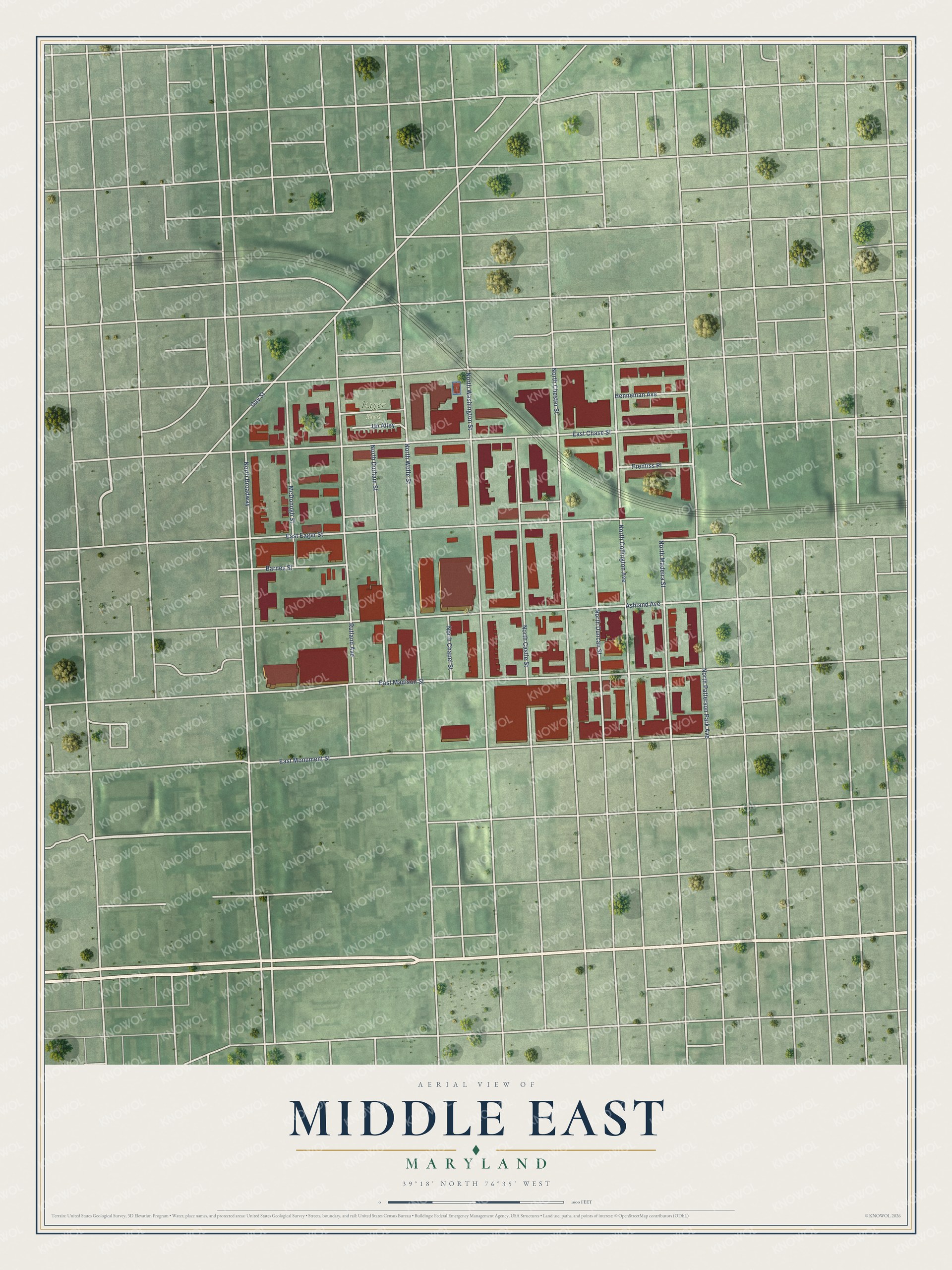 Watermarked full-map preview of Middle East, Maryland