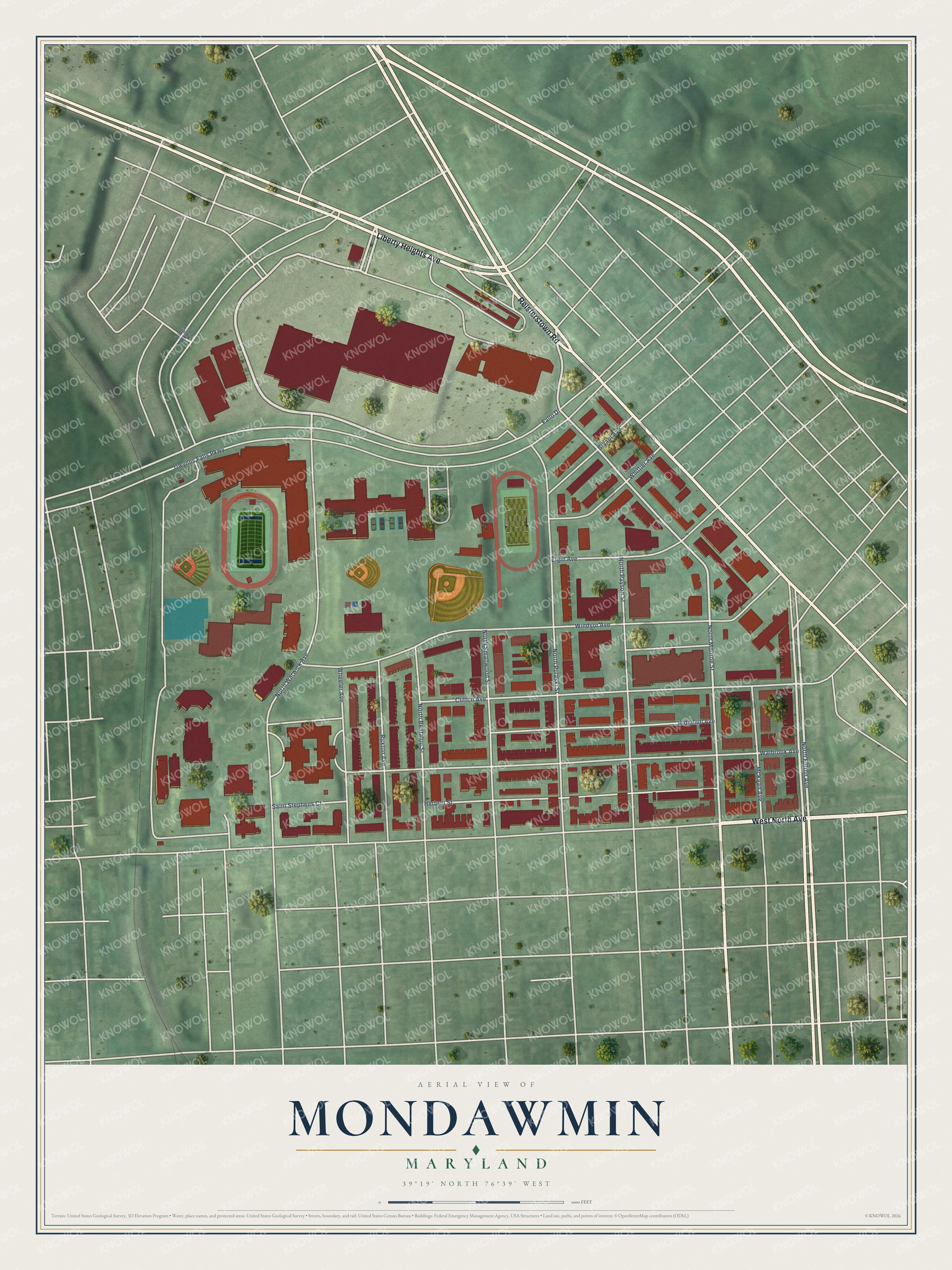 Watermarked full-map preview of Mondawmin, Maryland