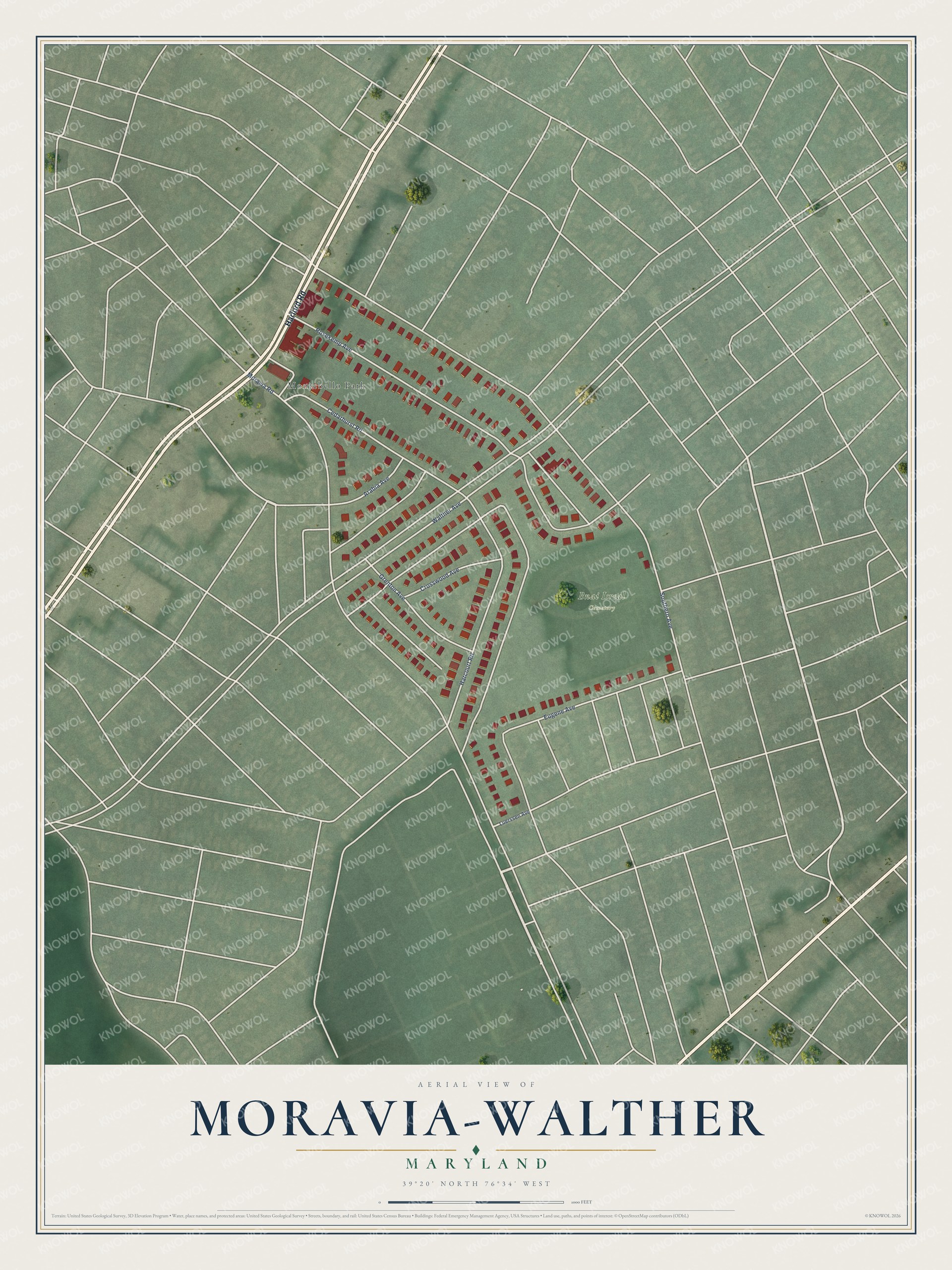 Watermarked full-map preview of Moravia-Walther, Maryland