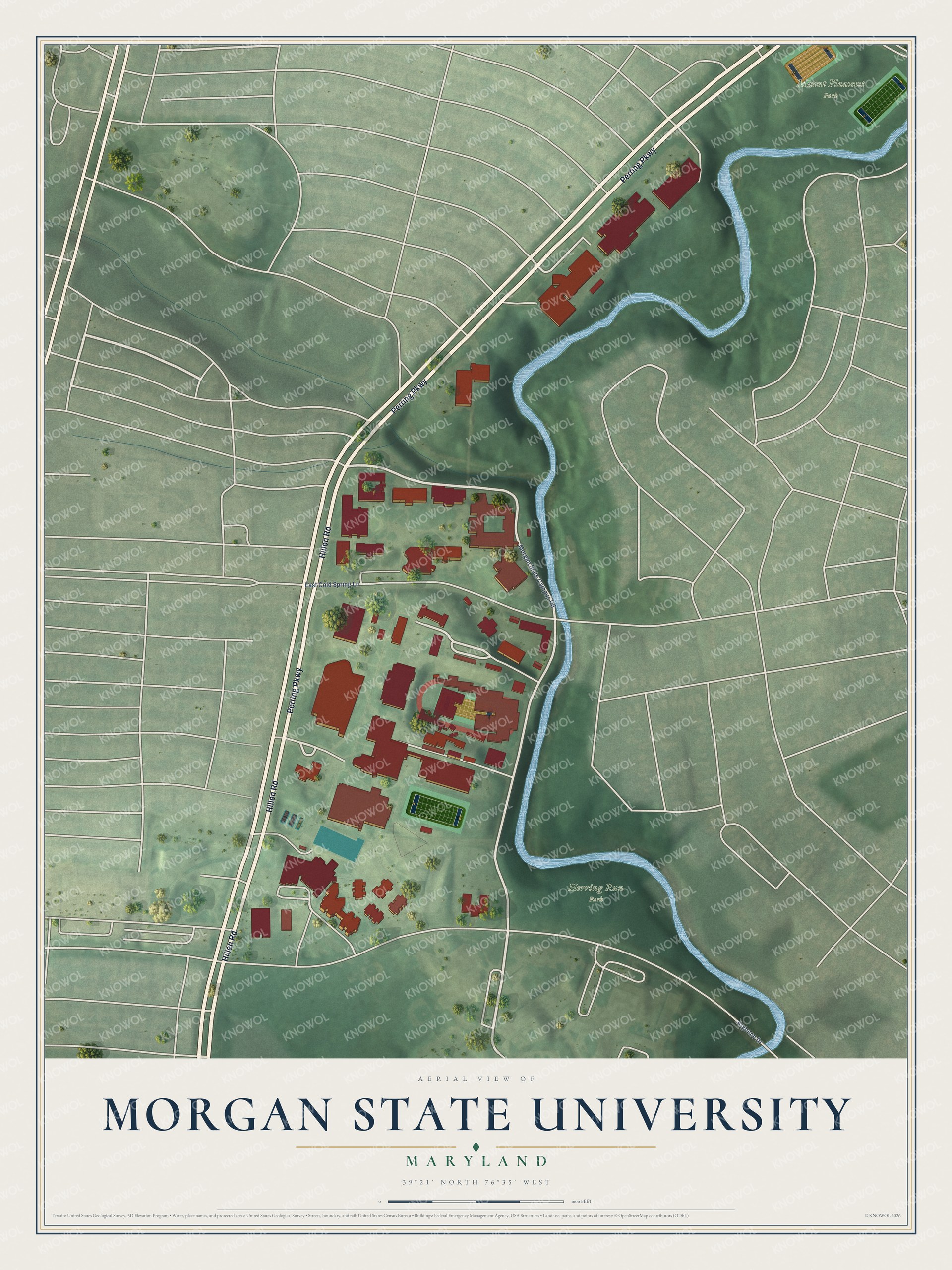 Watermarked full-map preview of Morgan State University, Maryland