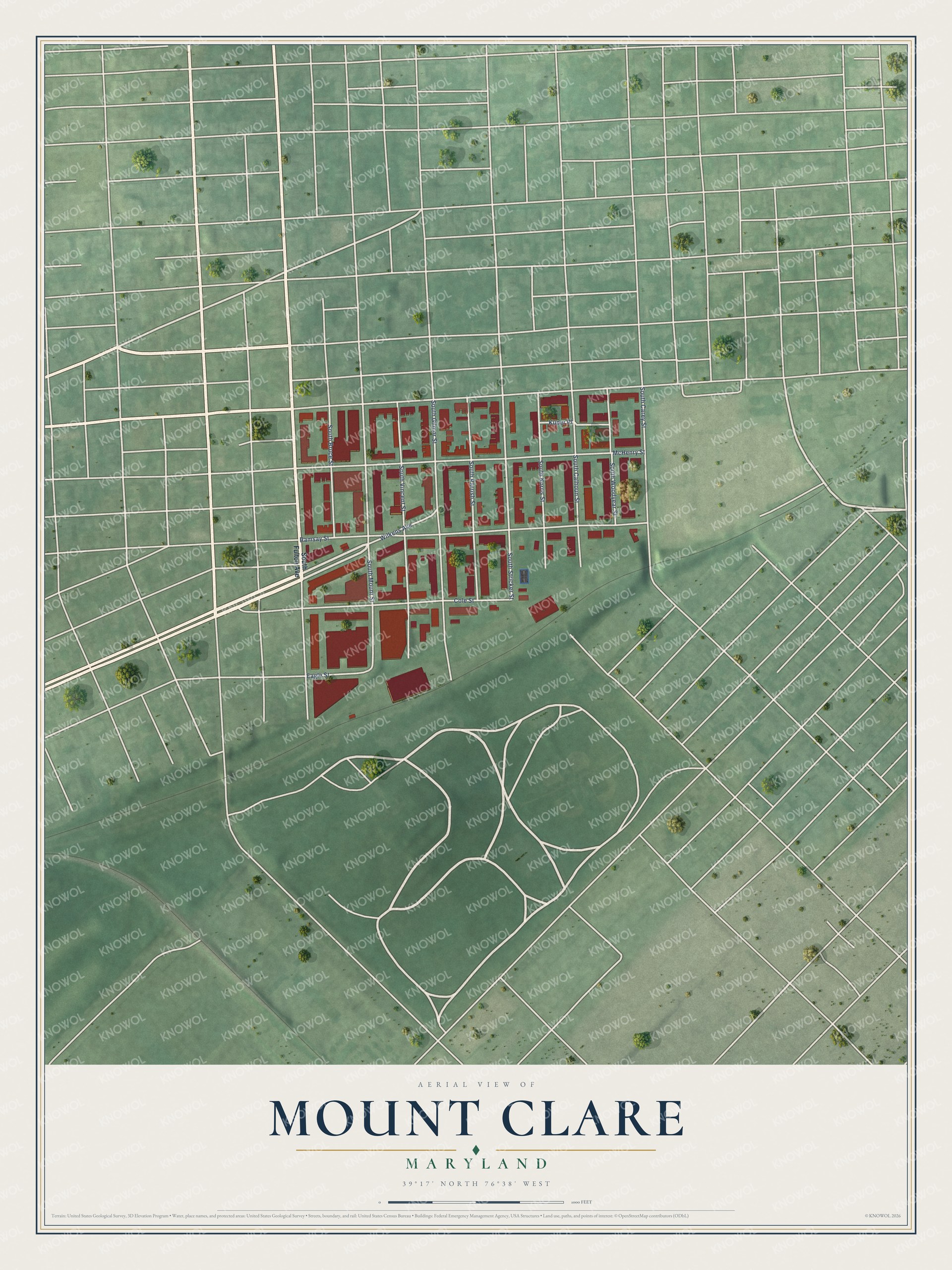 Watermarked full-map preview of Mount Clare, Maryland
