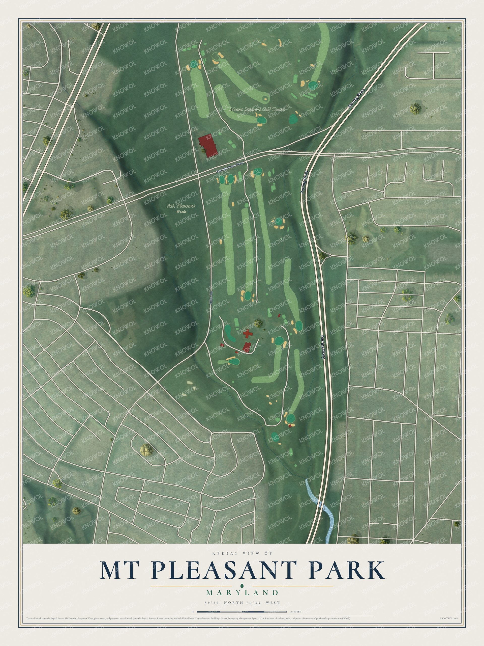 Watermarked full-map preview of Mt Pleasant Park, Maryland