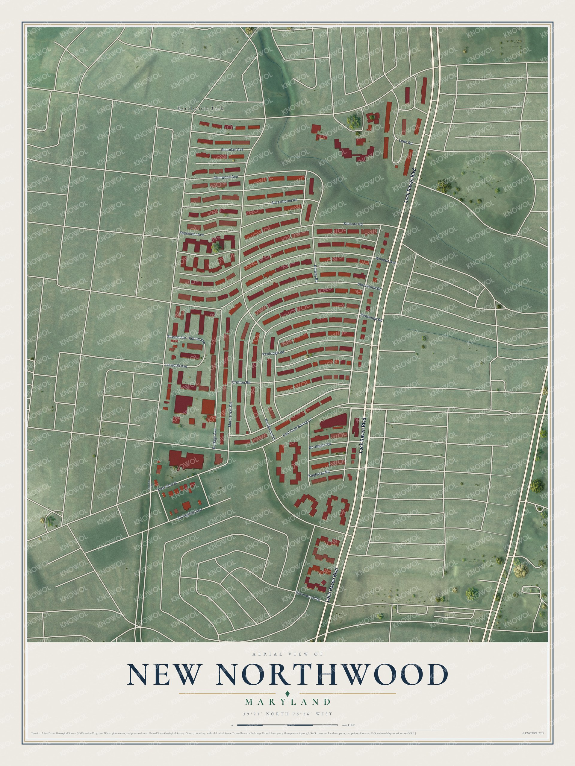 Watermarked full-map preview of New Northwood, Maryland