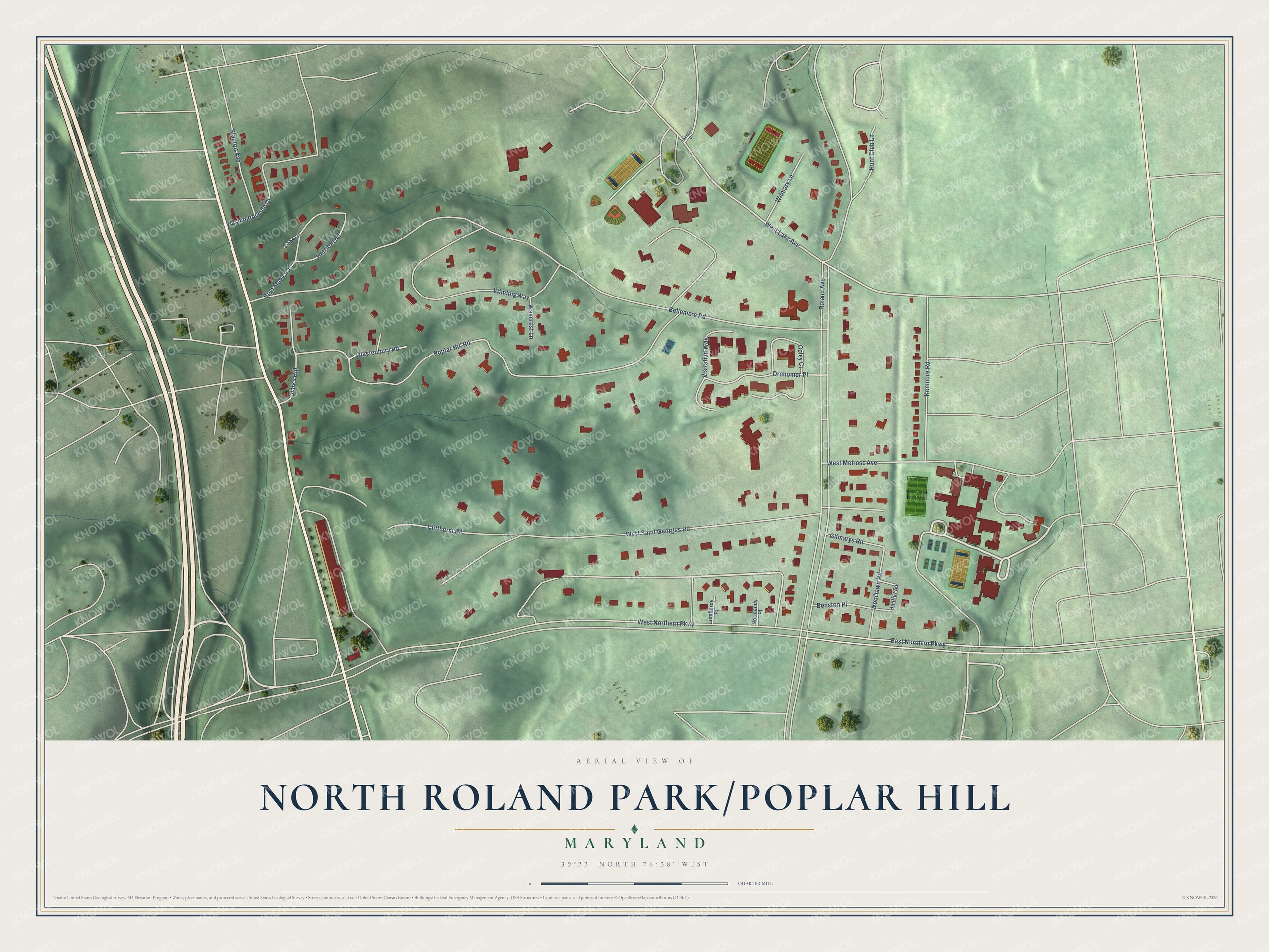 Watermarked full-map preview of North Roland Park/Poplar Hill, Maryland