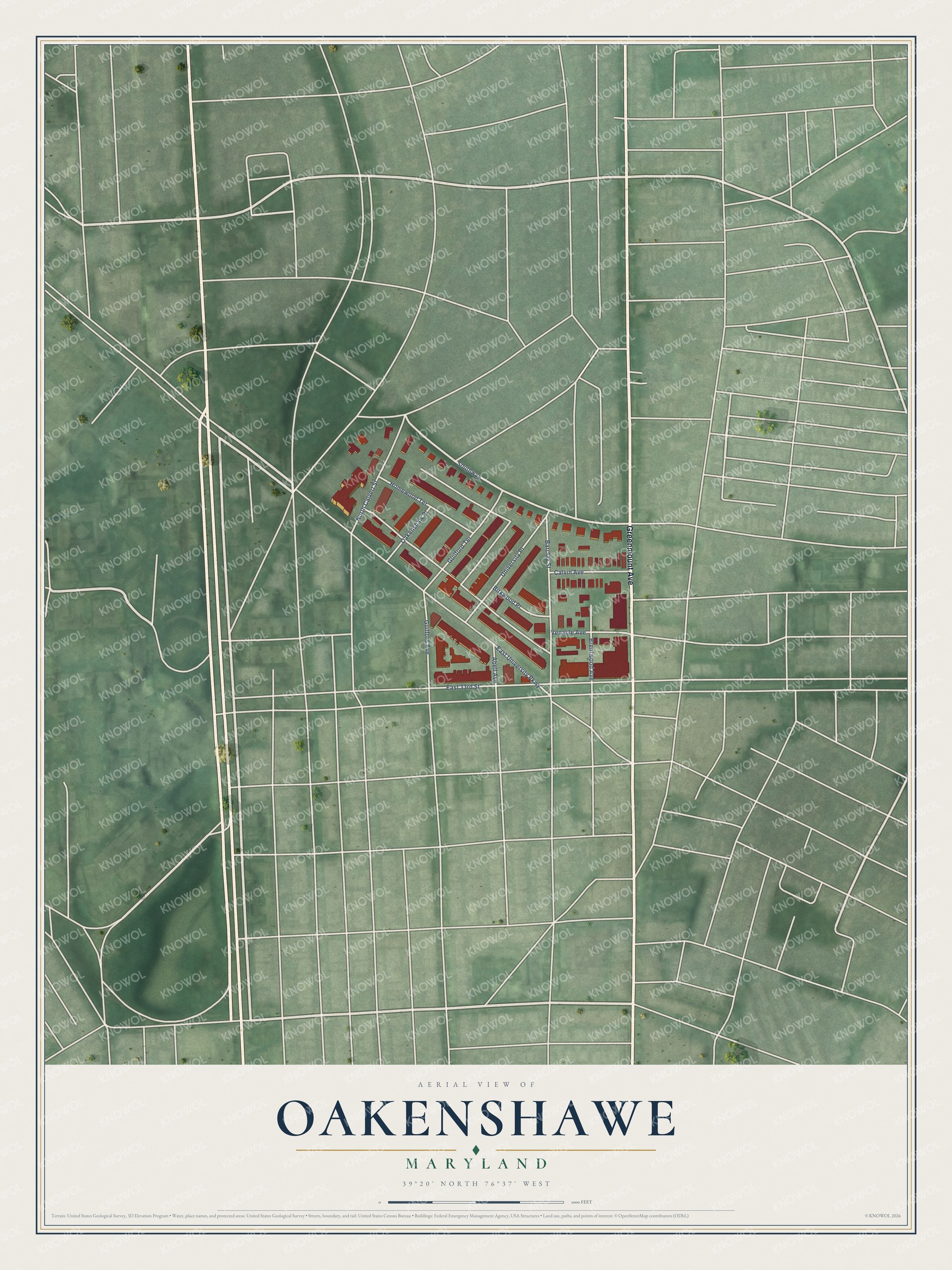 Watermarked full-map preview of Oakenshawe, Maryland