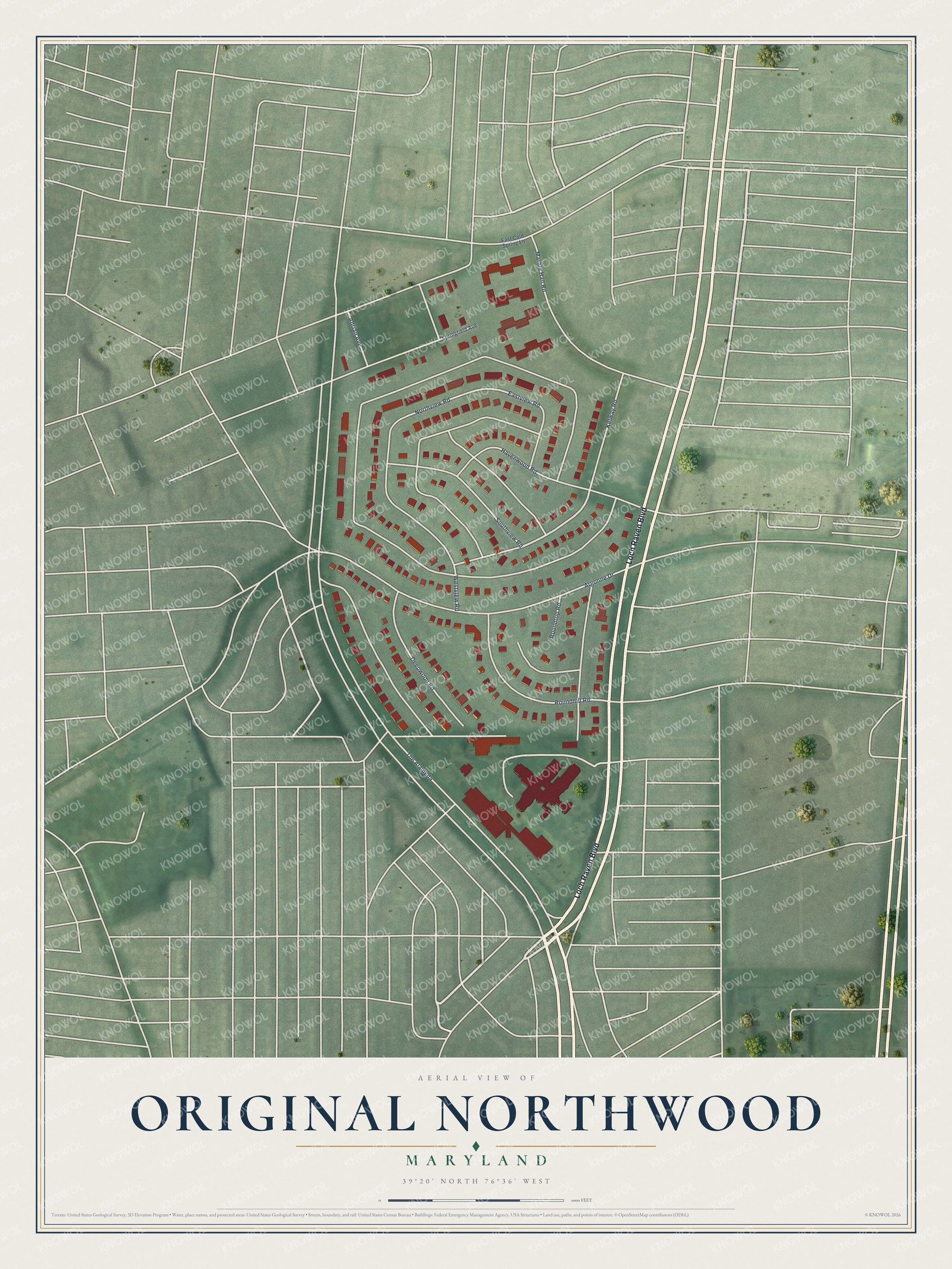 Watermarked full-map preview of Original Northwood, Maryland
