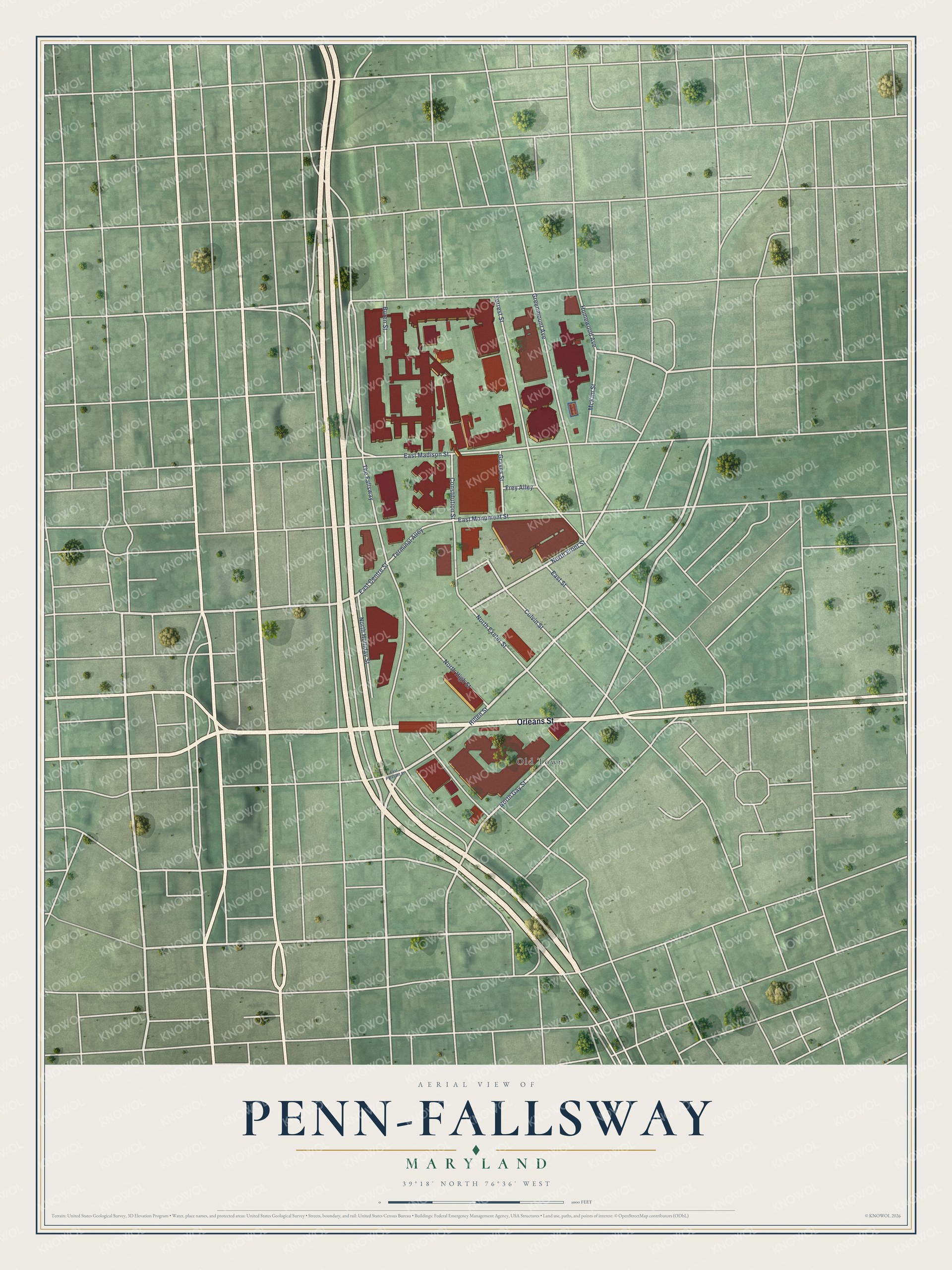 Watermarked full-map preview of Penn-Fallsway, Maryland