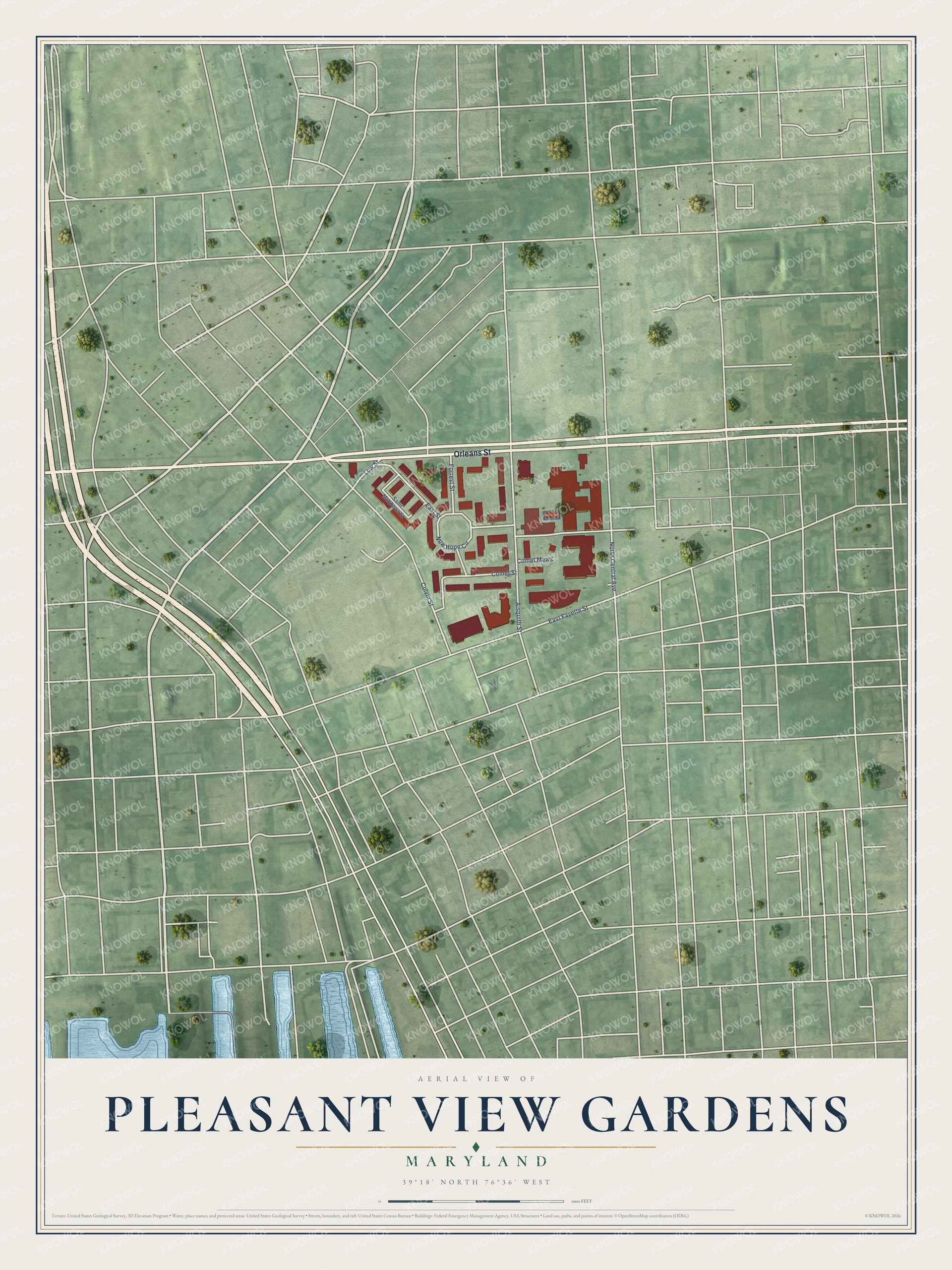 Watermarked full-map preview of Pleasant View Gardens, Maryland