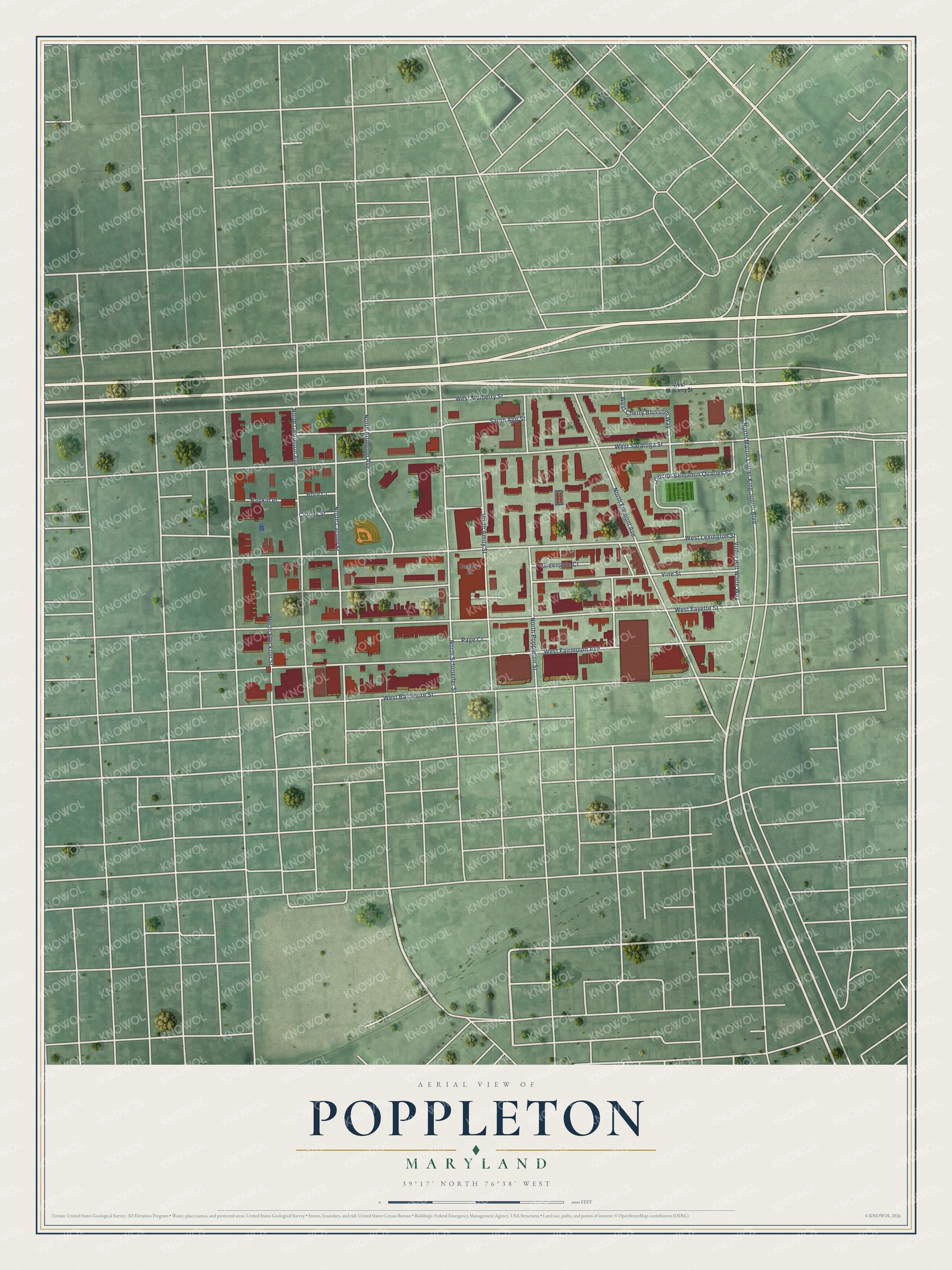 Watermarked full-map preview of Poppleton, Maryland