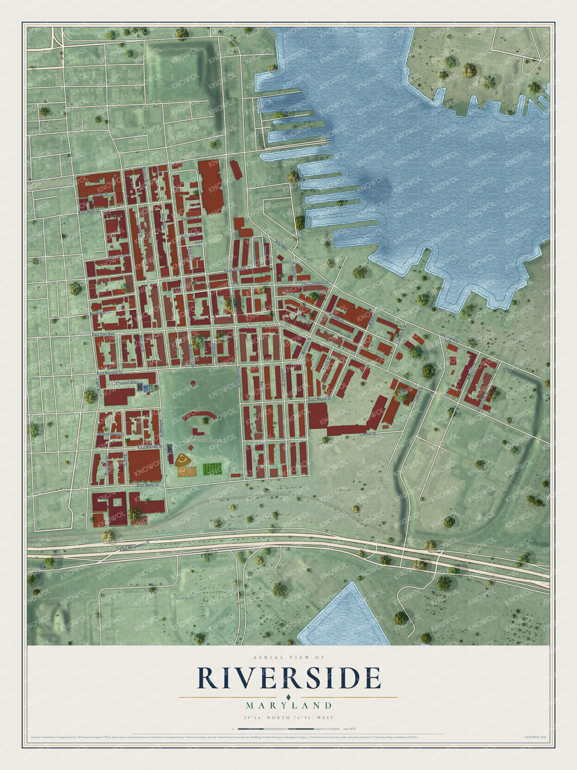 Watermarked full-map preview of Riverside, Maryland