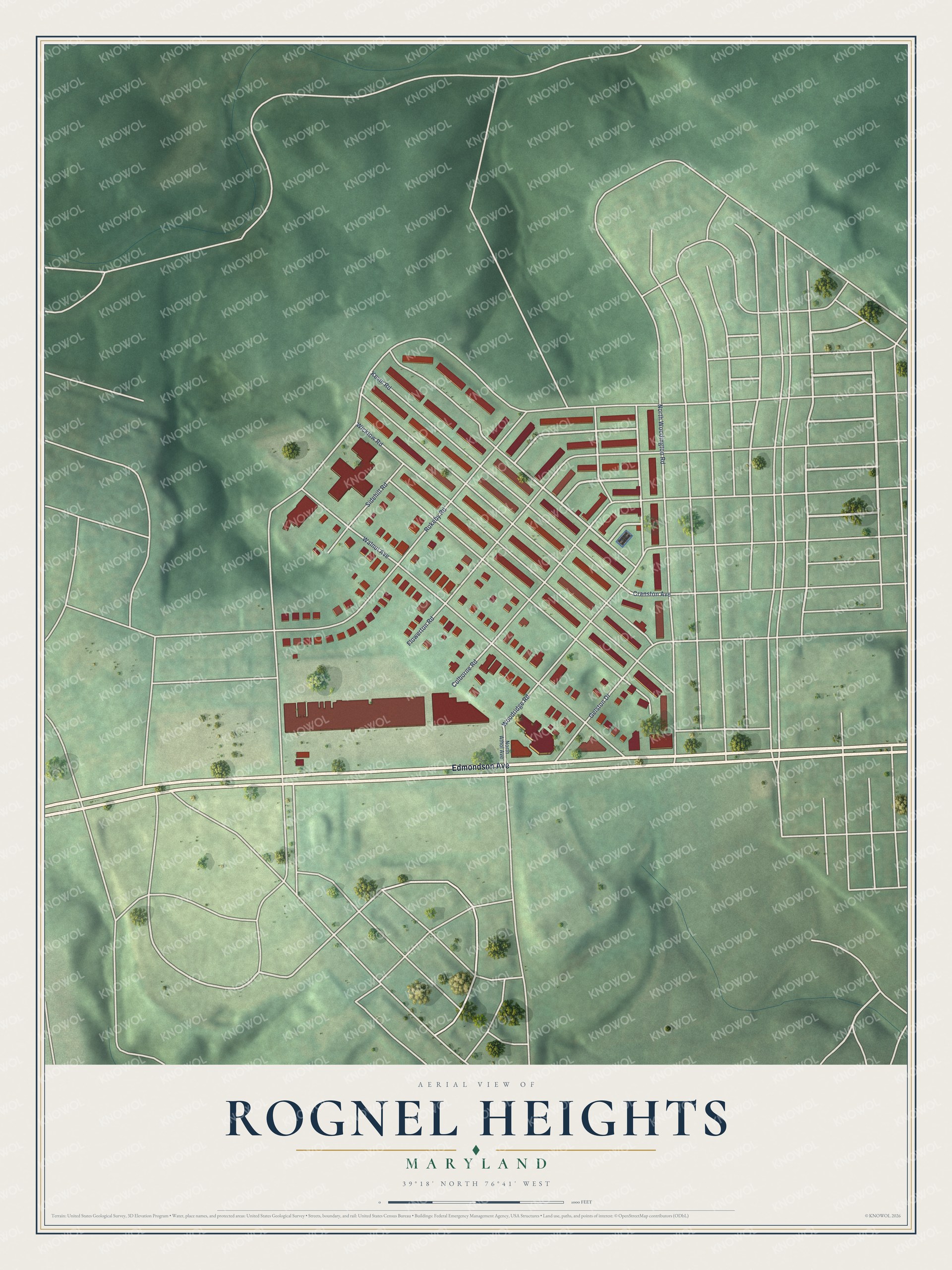 Watermarked full-map preview of Rognel Heights, Maryland