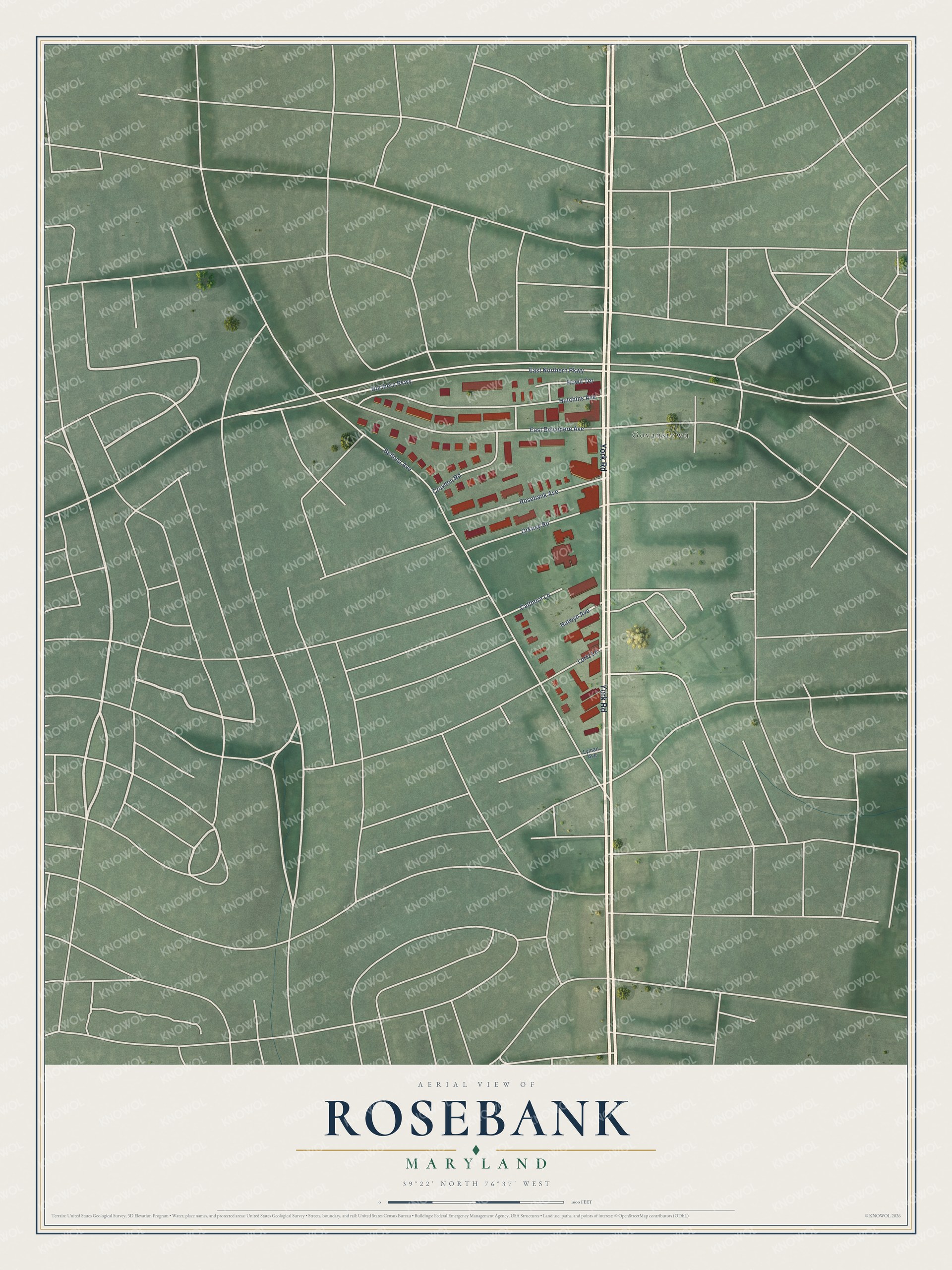 Watermarked full-map preview of Rosebank, Maryland