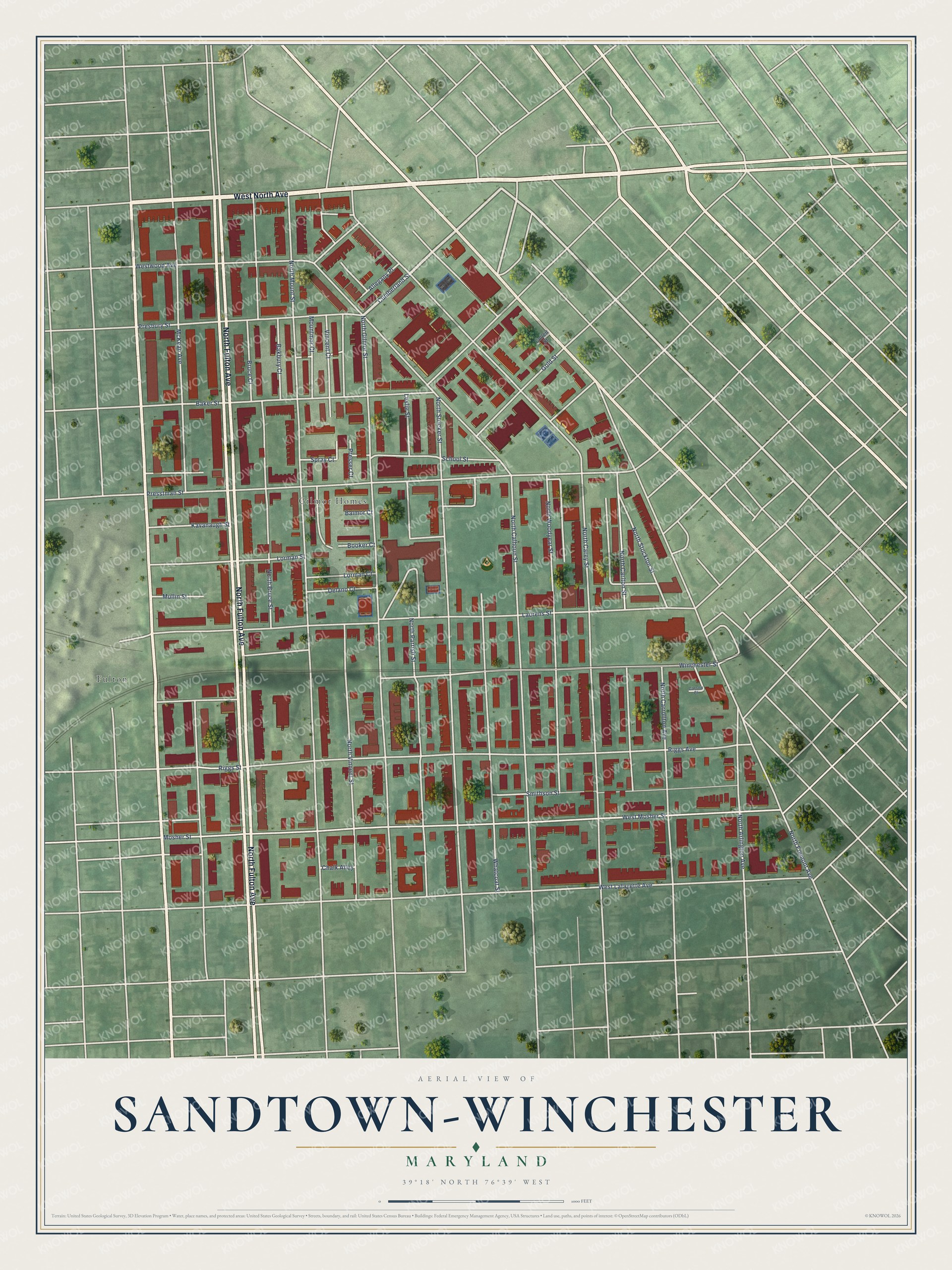 Watermarked full-map preview of Sandtown-Winchester, Maryland