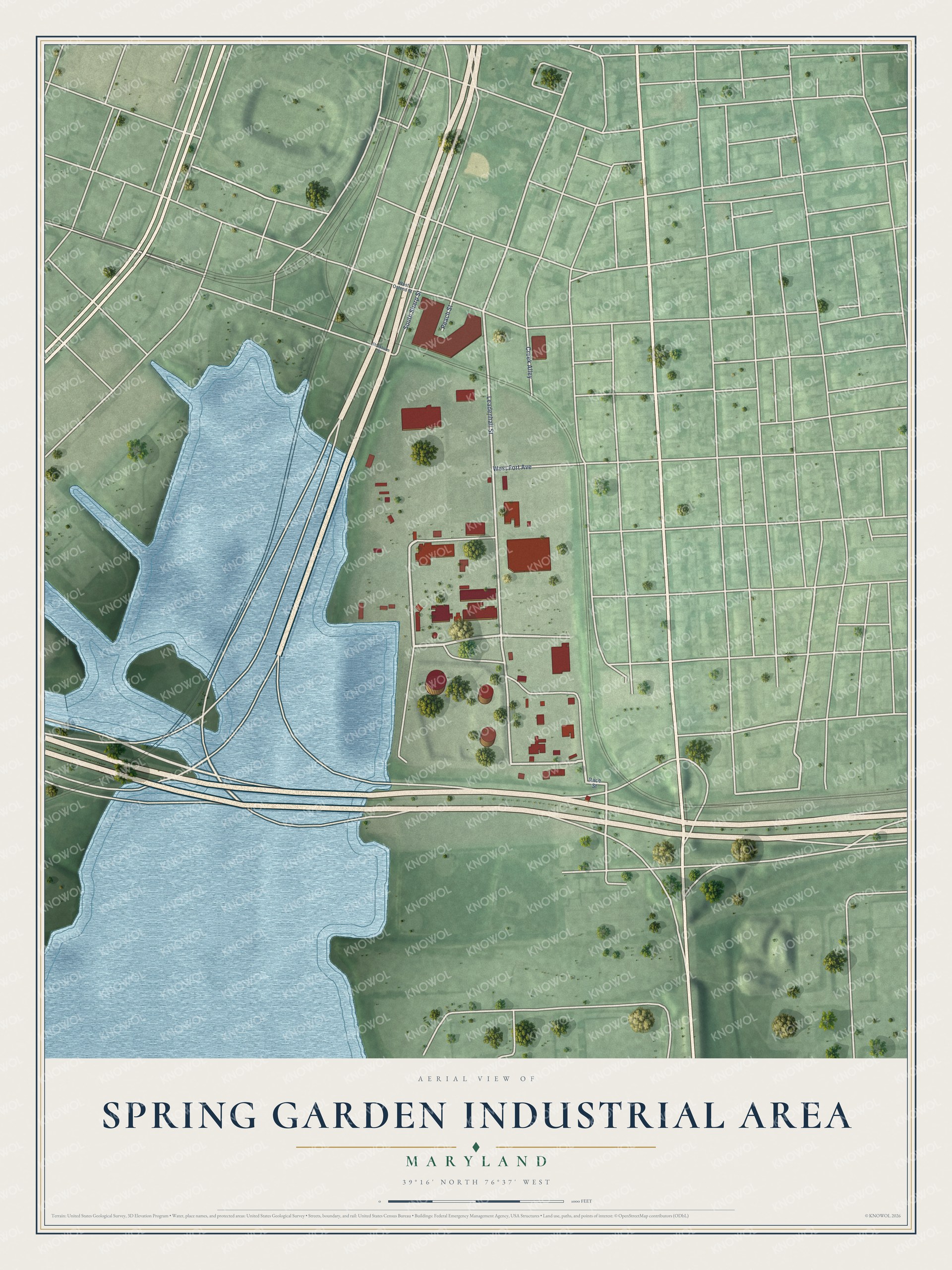 Watermarked full-map preview of Spring Garden Industrial Area, Maryland