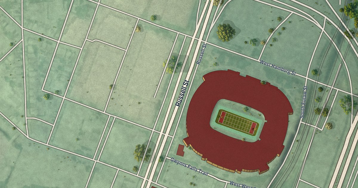 Map of Stadium/Entertainment Area, Baltimore, Maryland in 2026