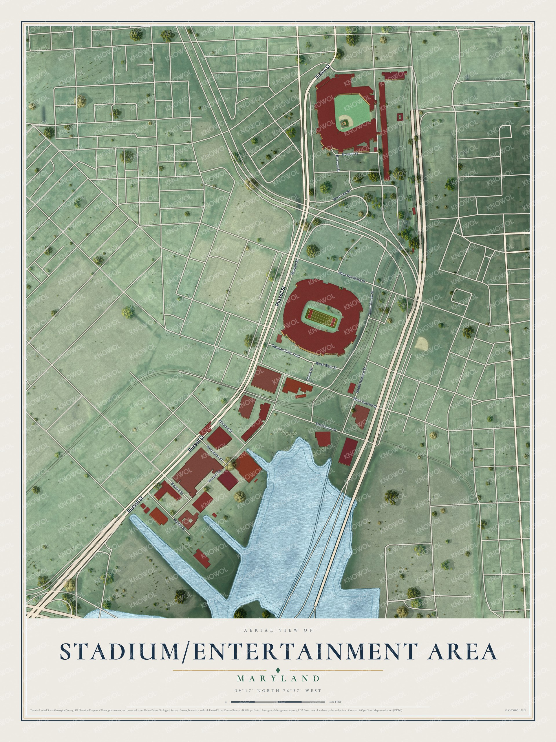 Watermarked full-map preview of Stadium/Entertainment Area, Maryland