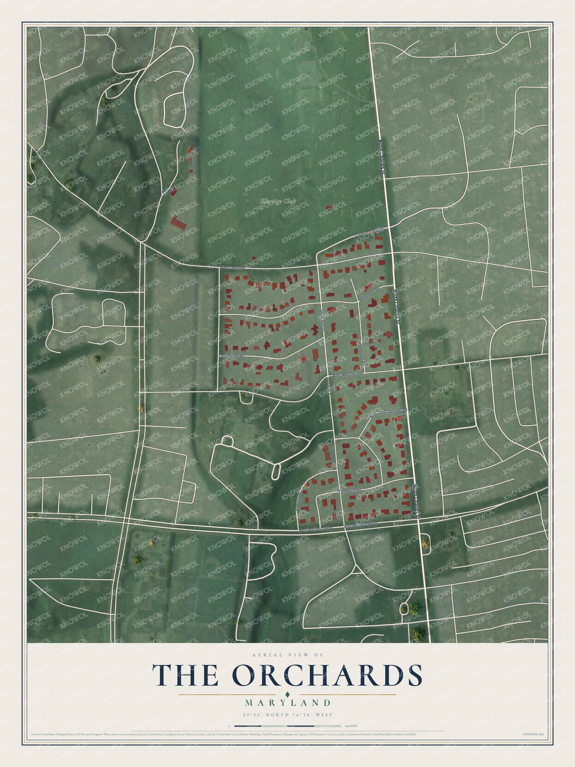 Watermarked full-map preview of The Orchards, Maryland