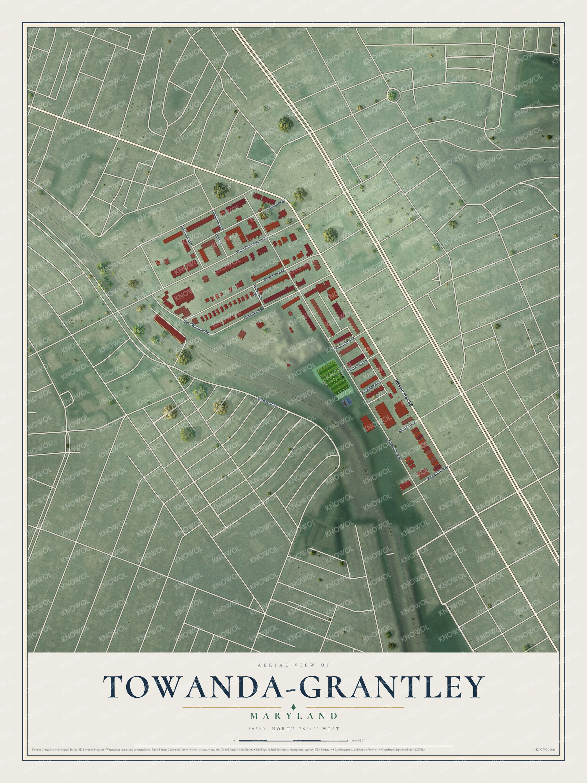 Watermarked full-map preview of Towanda-Grantley, Maryland