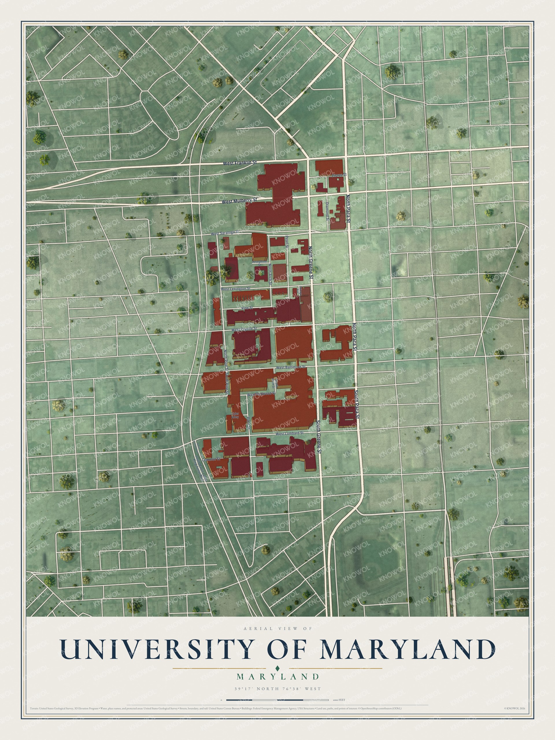 Watermarked full-map preview of University of Maryland, Maryland