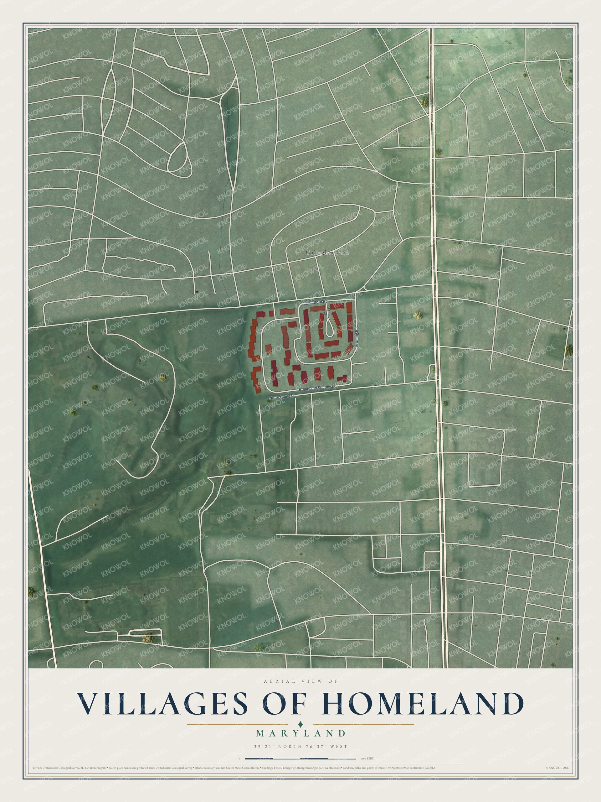 Watermarked full-map preview of Villages of Homeland, Maryland