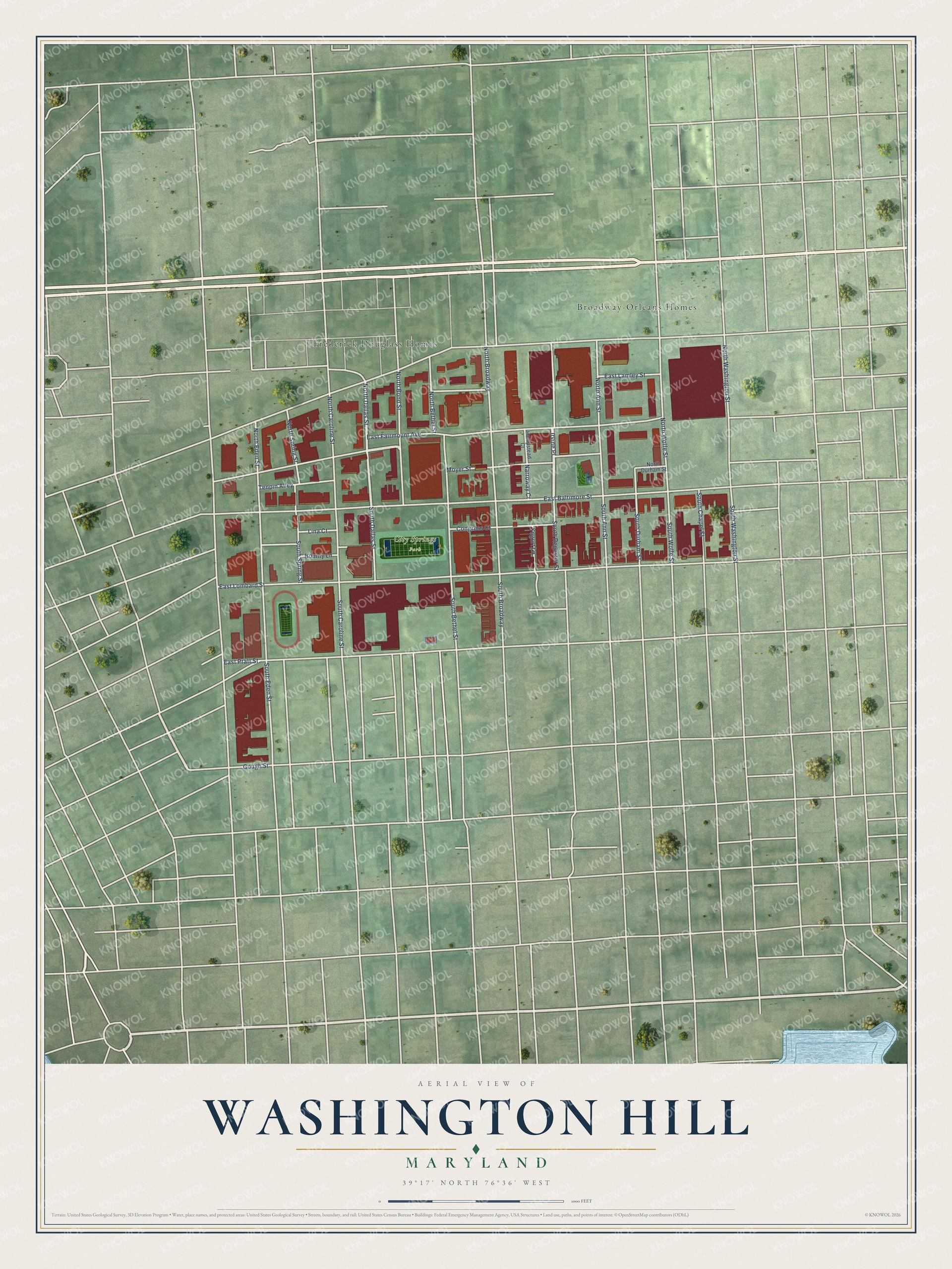 Watermarked full-map preview of Washington Hill, Maryland