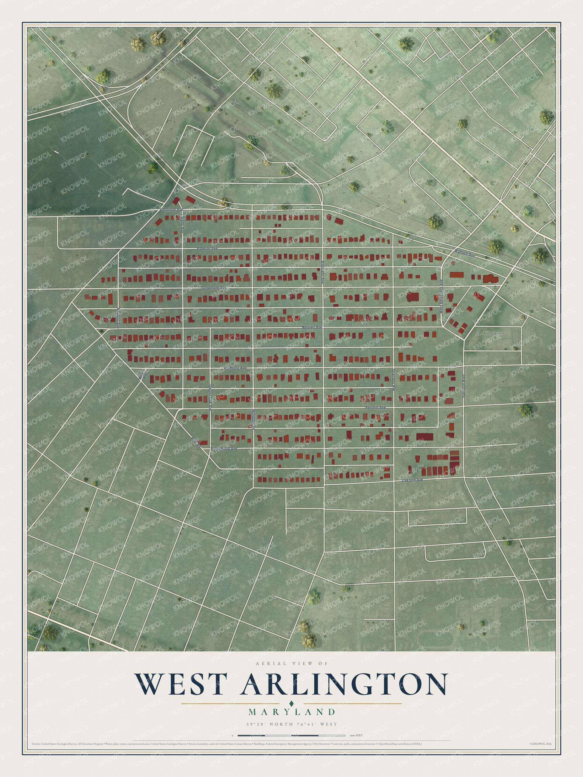 Watermarked full-map preview of West Arlington, Maryland