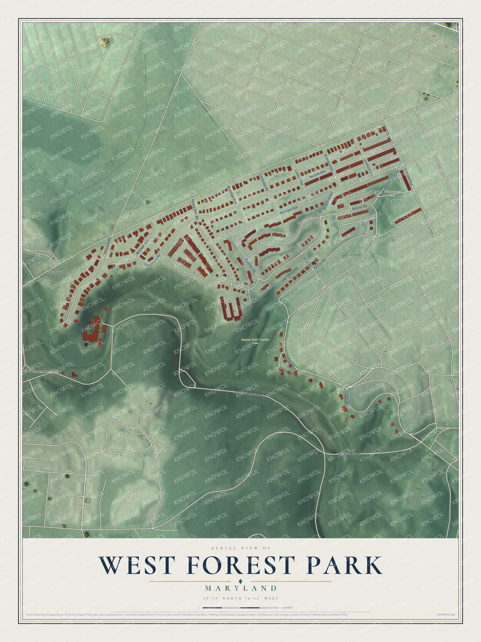 Watermarked full-map preview of West Forest Park, Maryland