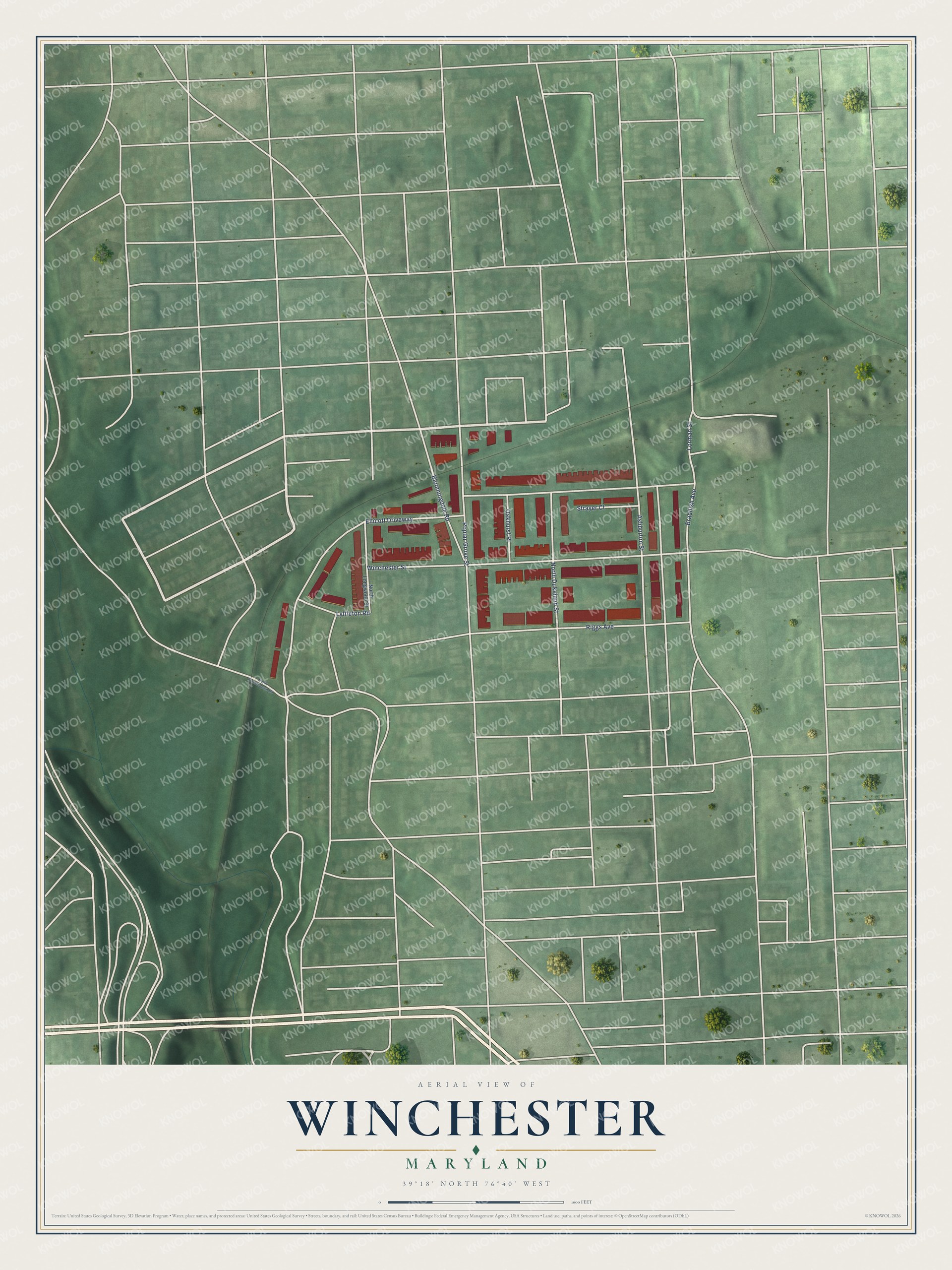 Watermarked full-map preview of Winchester, Maryland