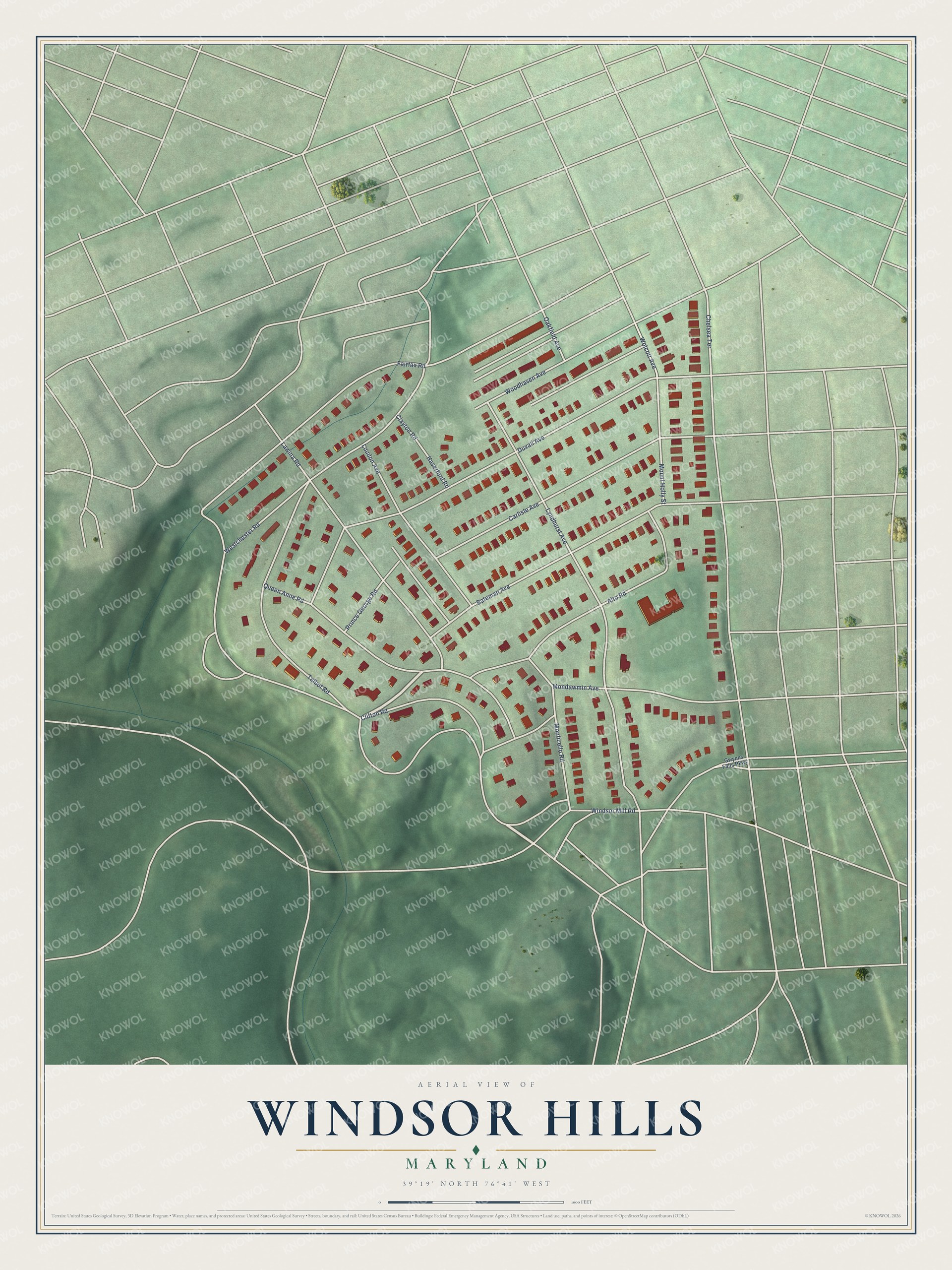 Watermarked full-map preview of Windsor Hills, Maryland