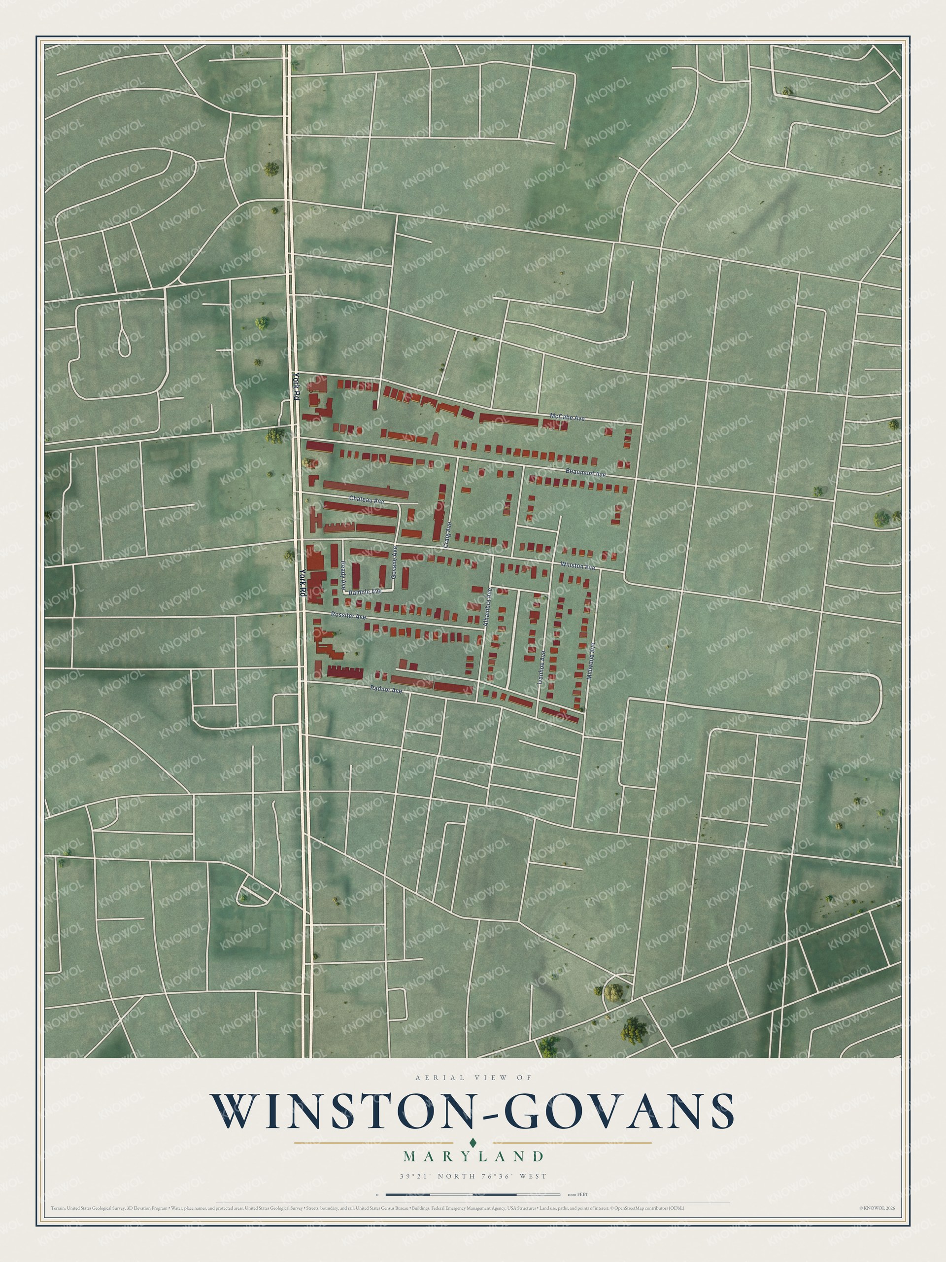 Watermarked full-map preview of Winston-Govans, Maryland