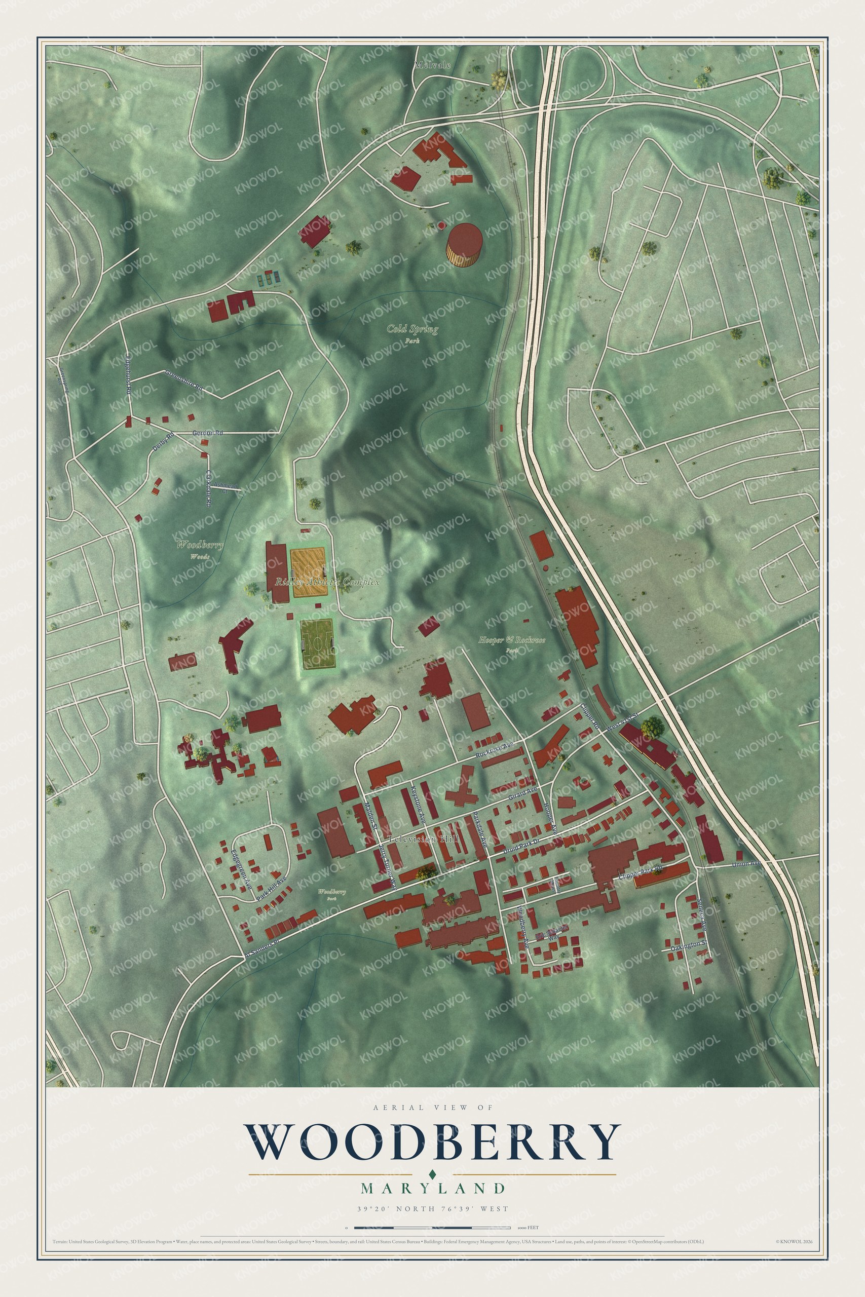 Watermarked full-map preview of Woodberry, Maryland