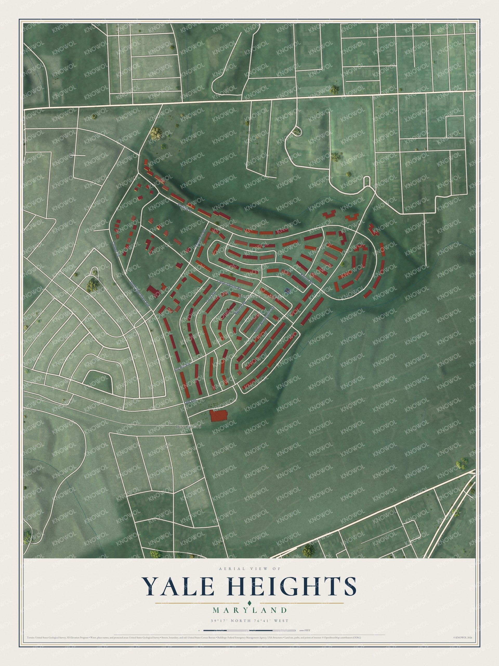 Watermarked full-map preview of Yale Heights, Maryland