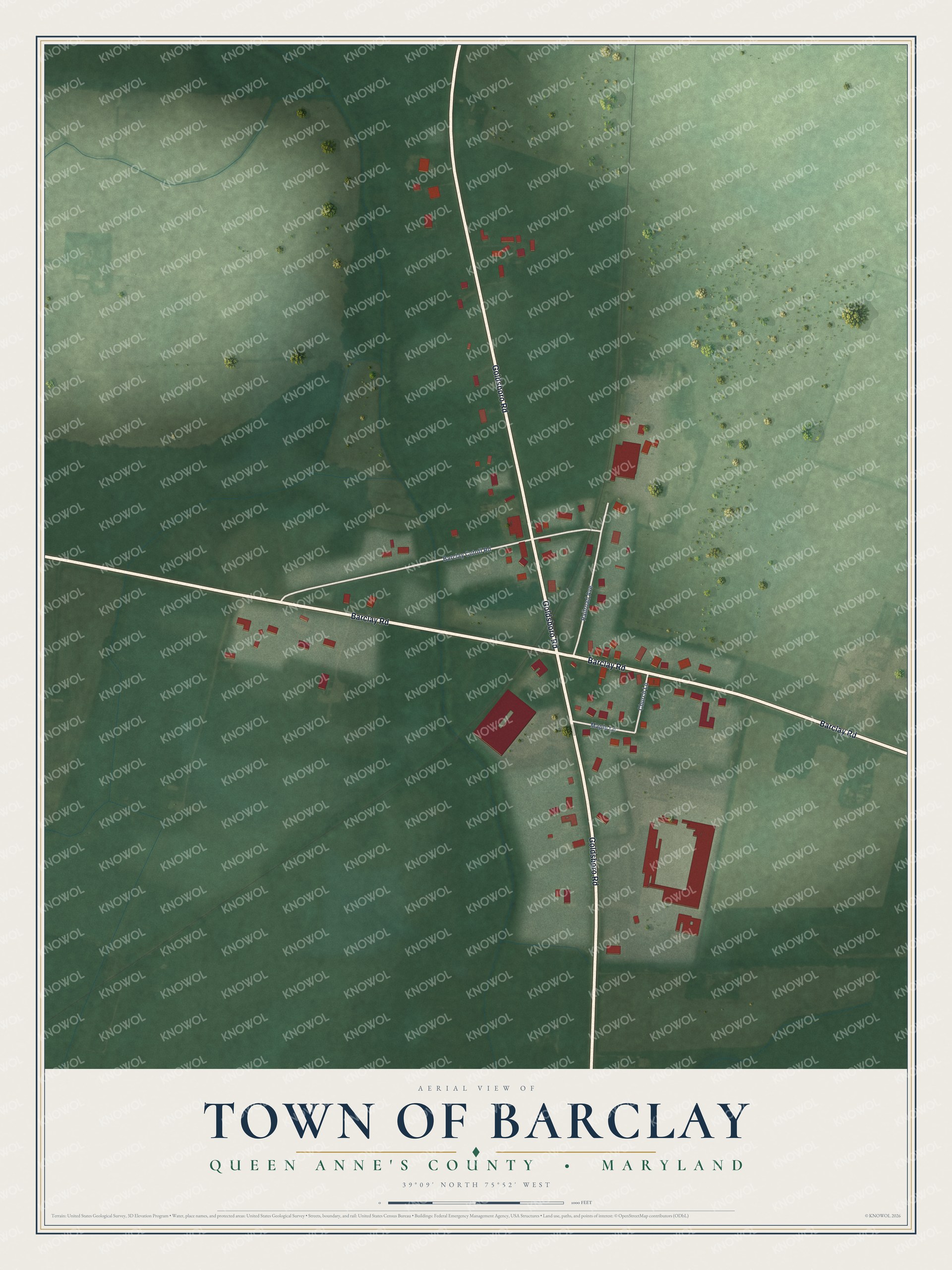 Watermarked full-map preview of Town of Barclay, Maryland