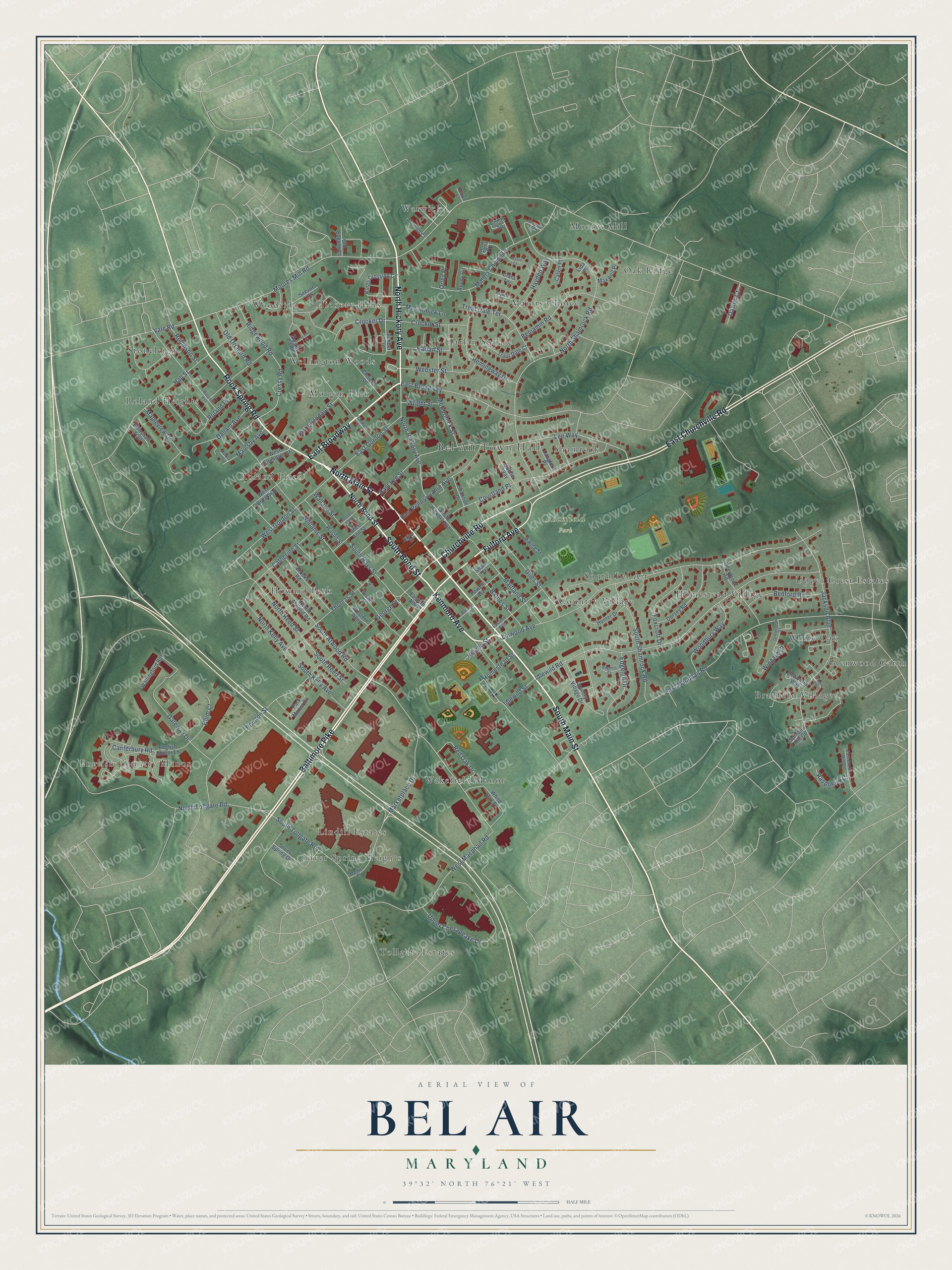 Watermarked full-map preview of Bel Air, Maryland