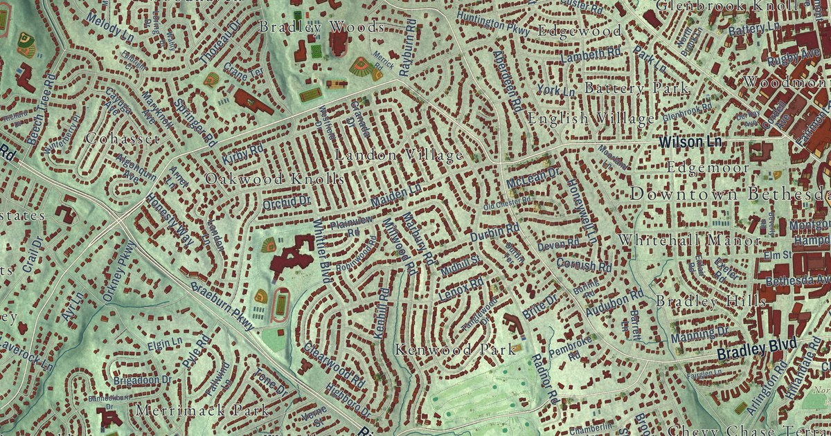 Map of Bethesda, Maryland in 2026