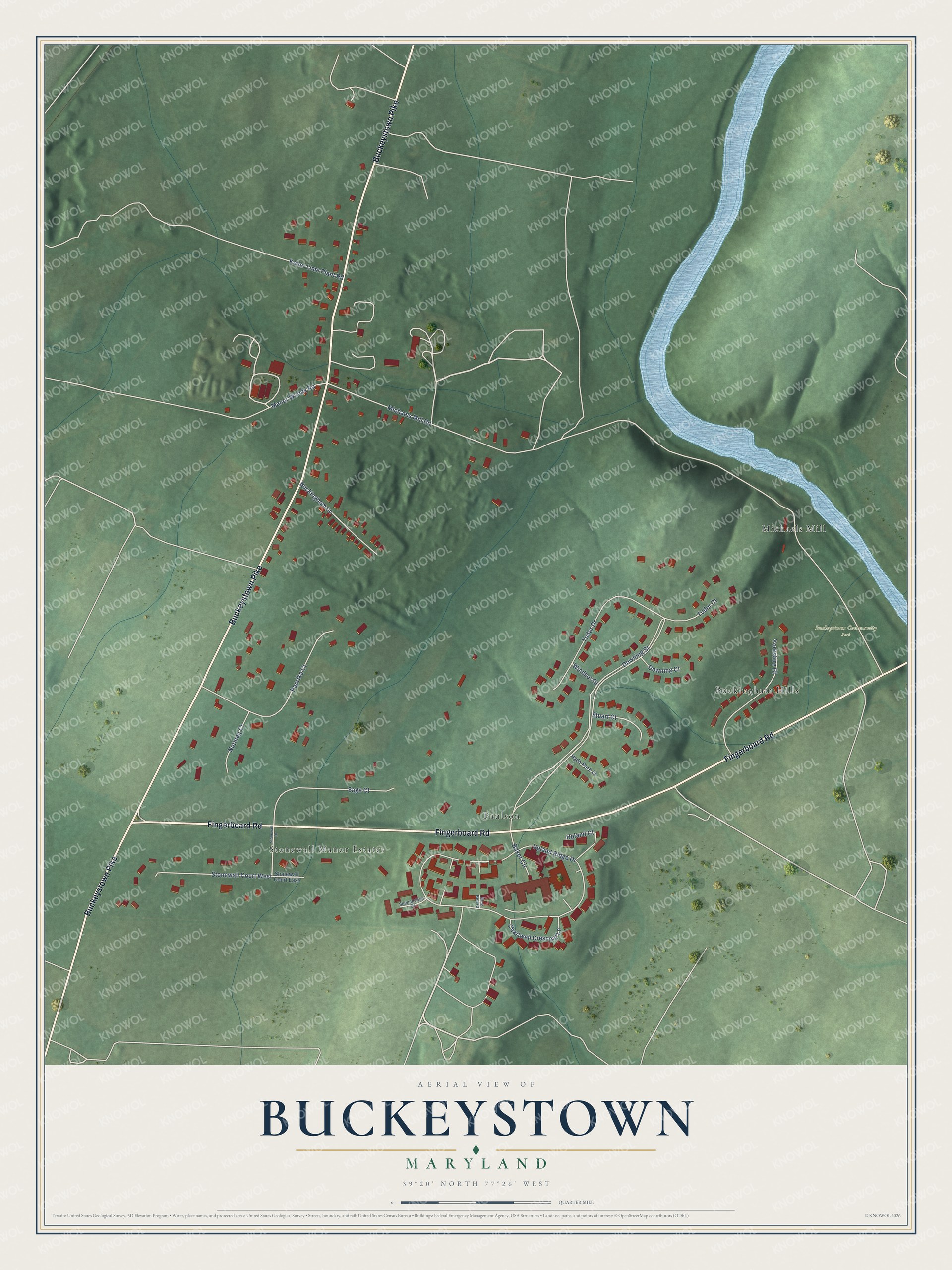 Watermarked full-map preview of Buckeystown, Maryland