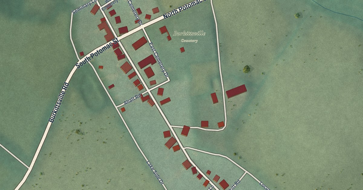 Map of Burkittsville, Maryland in 2026