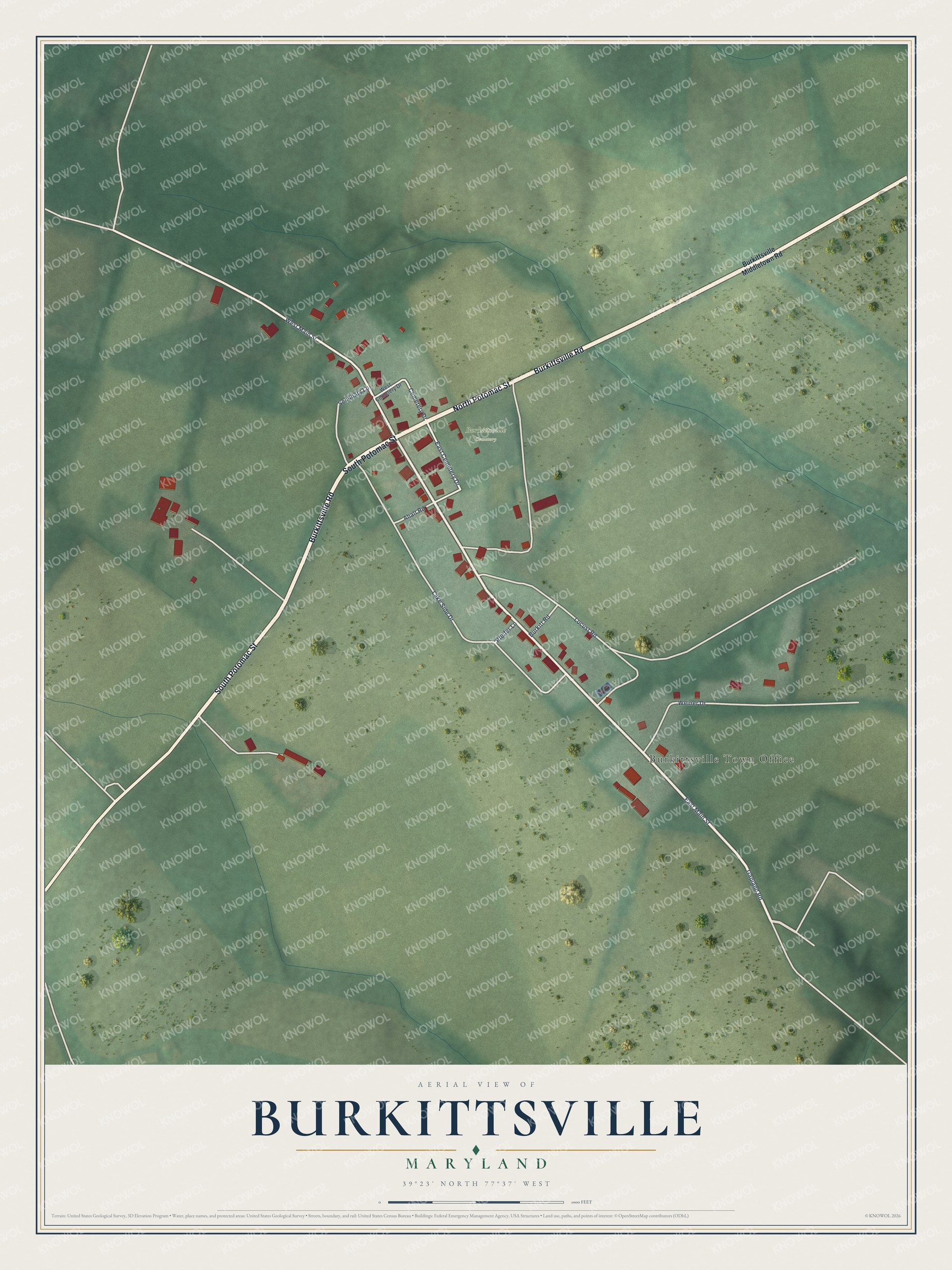 Watermarked full-map preview of Burkittsville, Maryland