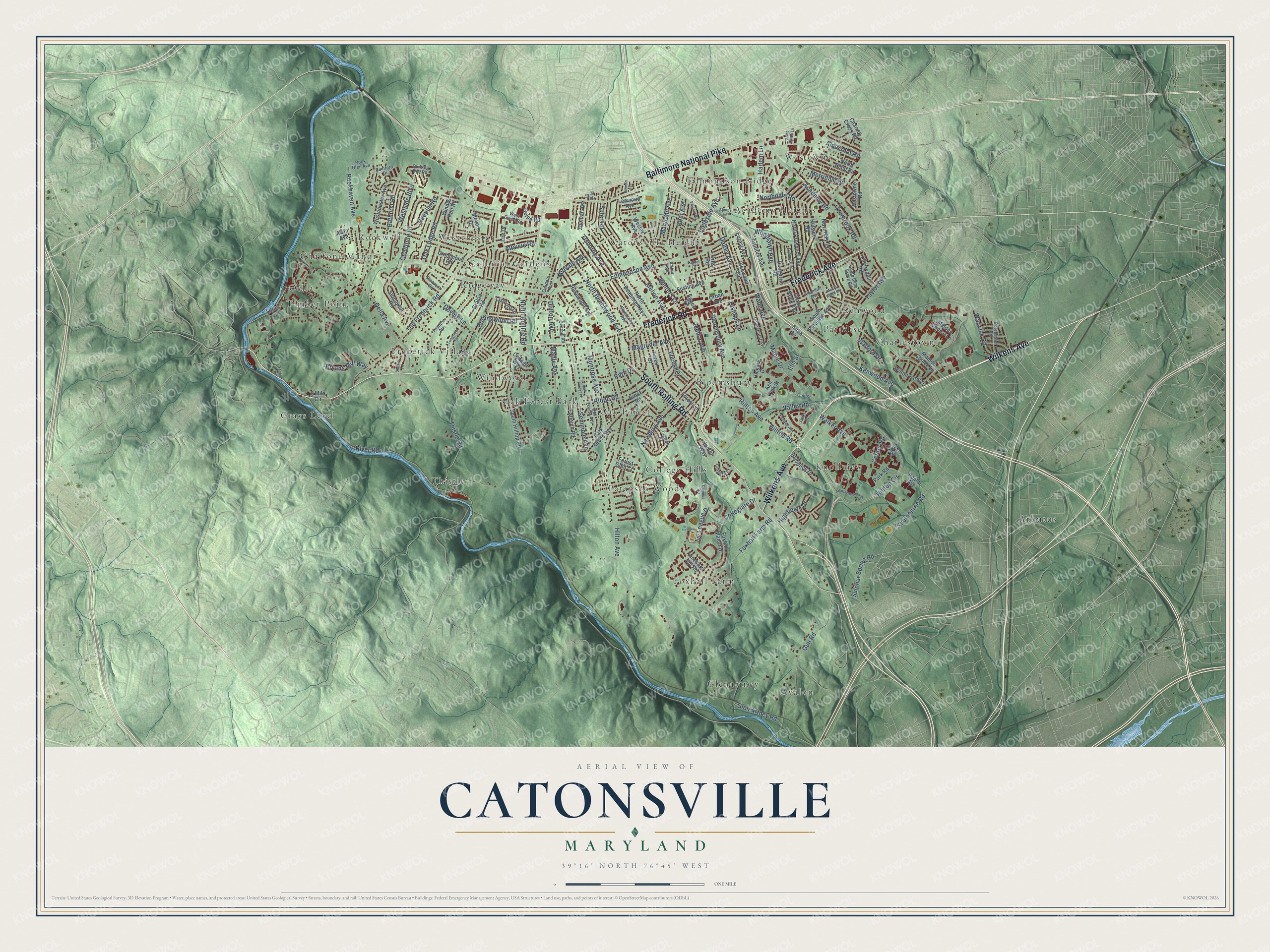 Watermarked full-map preview of Catonsville, Maryland