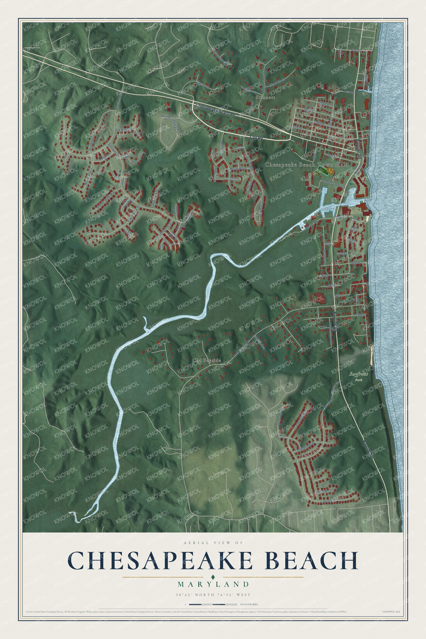 Watermarked full-map preview of Chesapeake Beach, Maryland