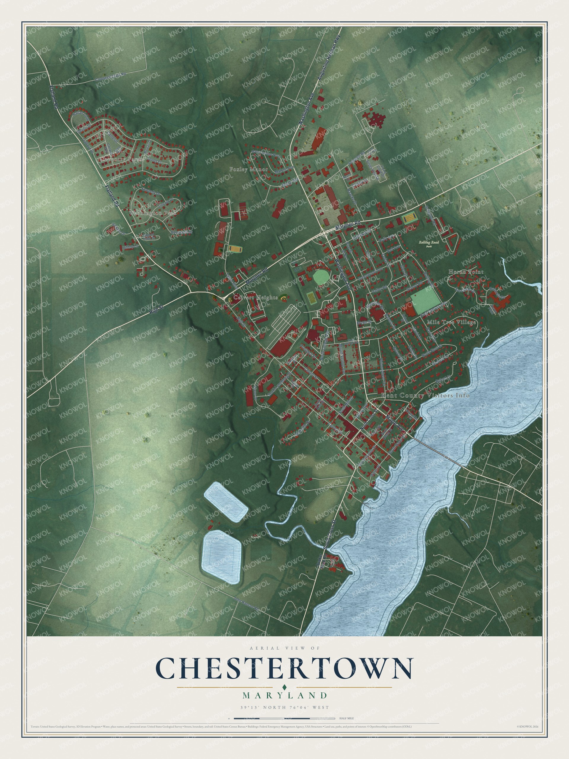 Watermarked full-map preview of Chestertown, Maryland