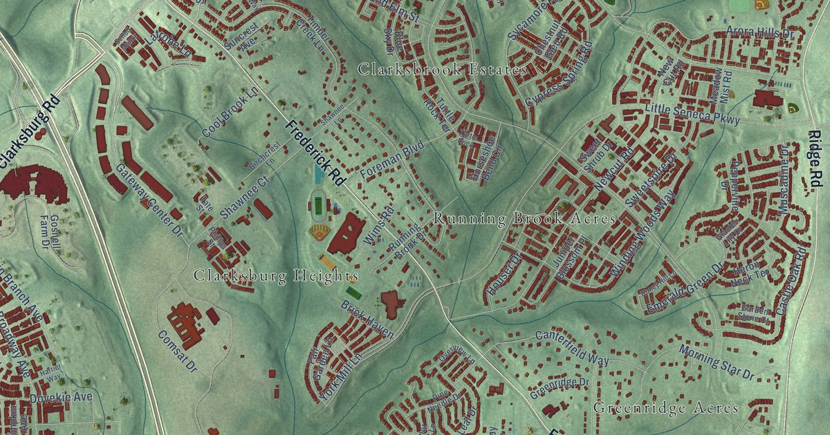 Map of Clarksburg, Maryland in 2026